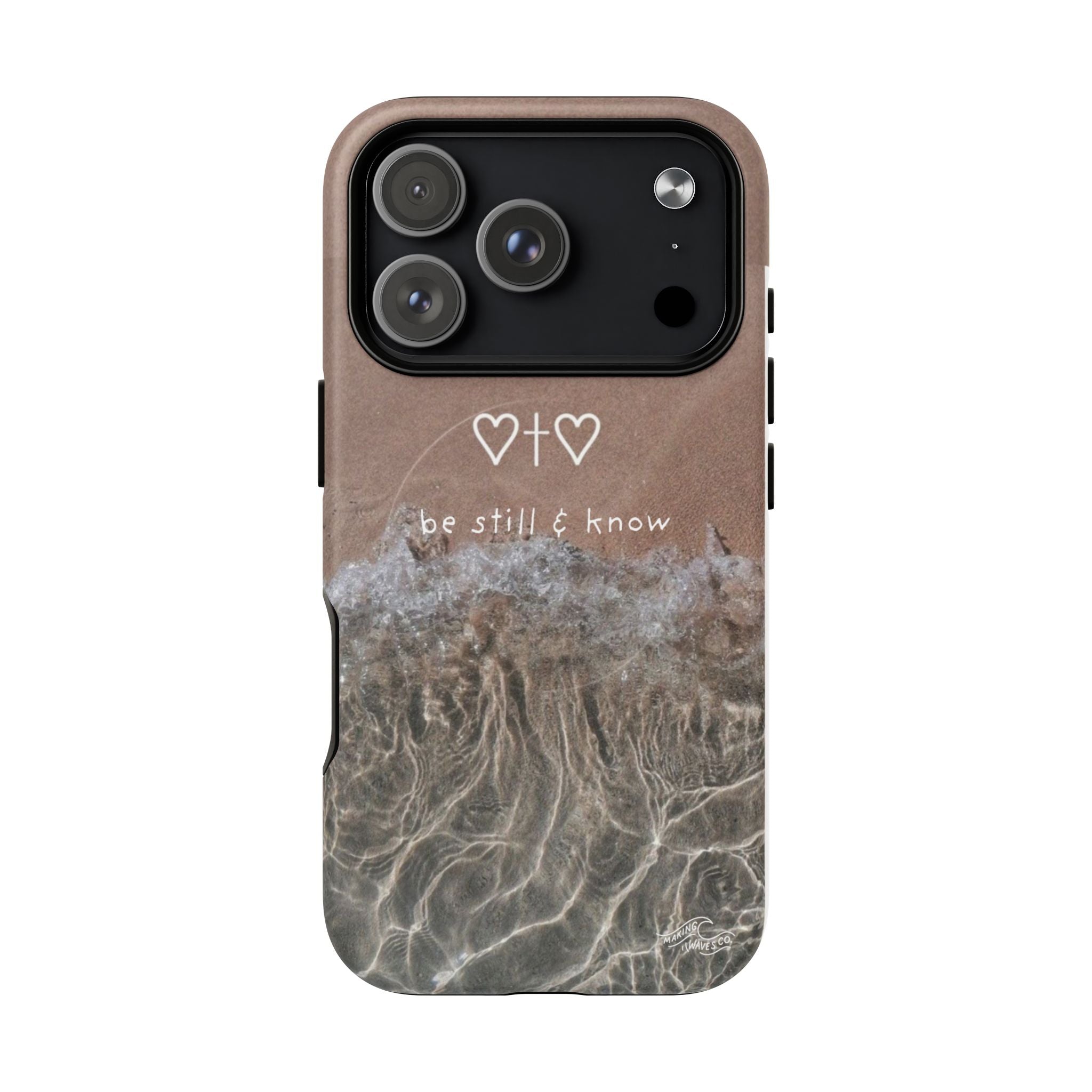 Neutral Coastal Phone Case | “Be Still & Know” Christian Magnetic iPhone Case