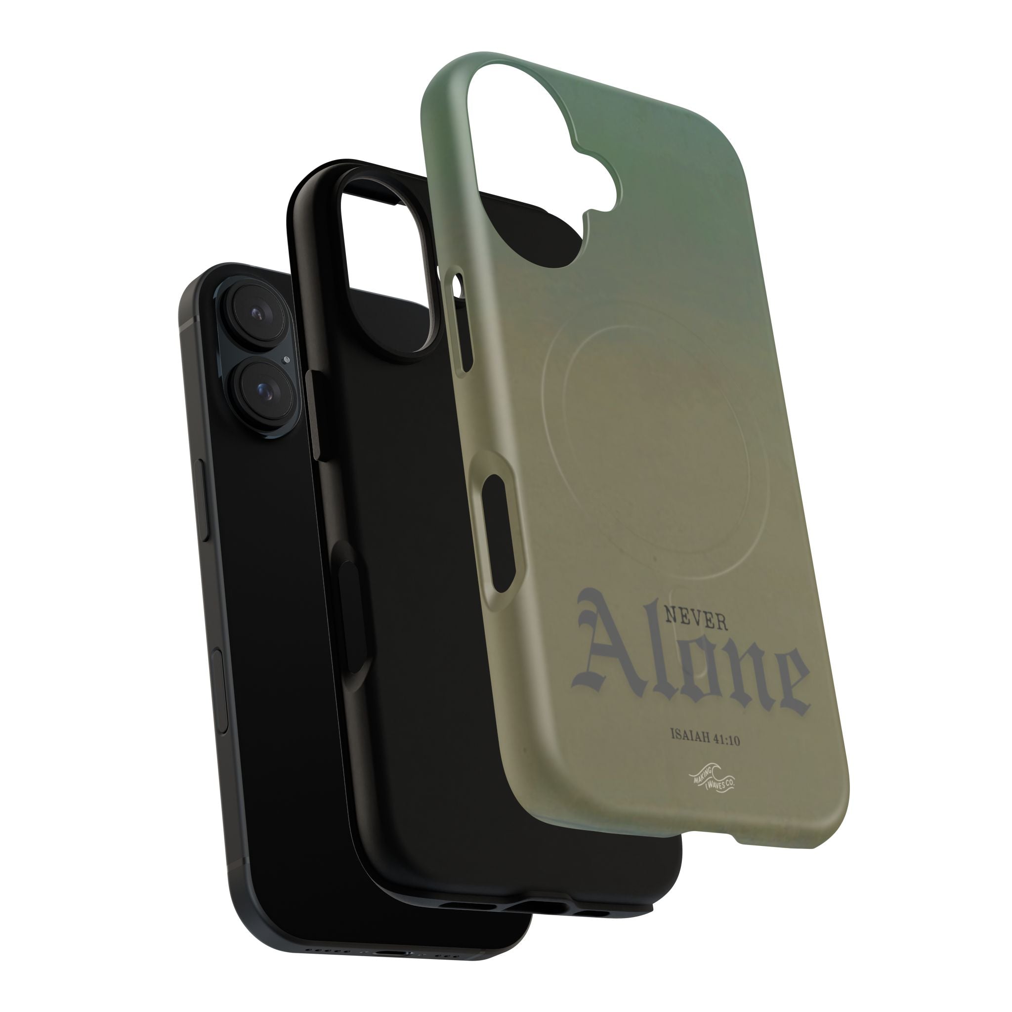 Never Alone Coastal Christian MagSafe iPhone Case