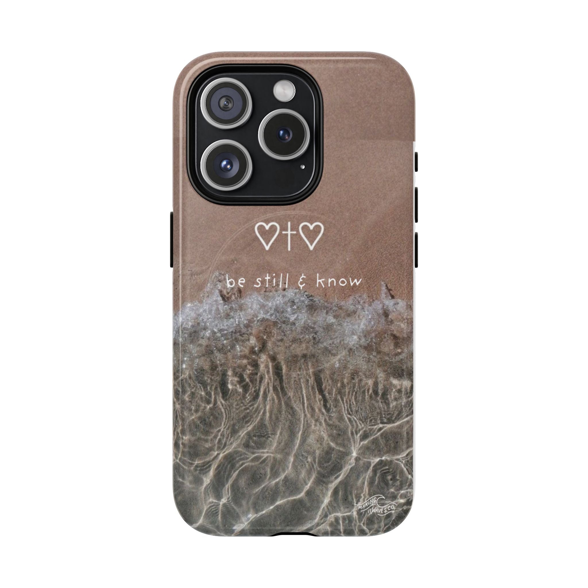 Neutral Coastal Phone Case | “Be Still & Know” Christian Magnetic iPhone Case