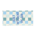 Built Different by God  — Coastal Christian Beach Towel
