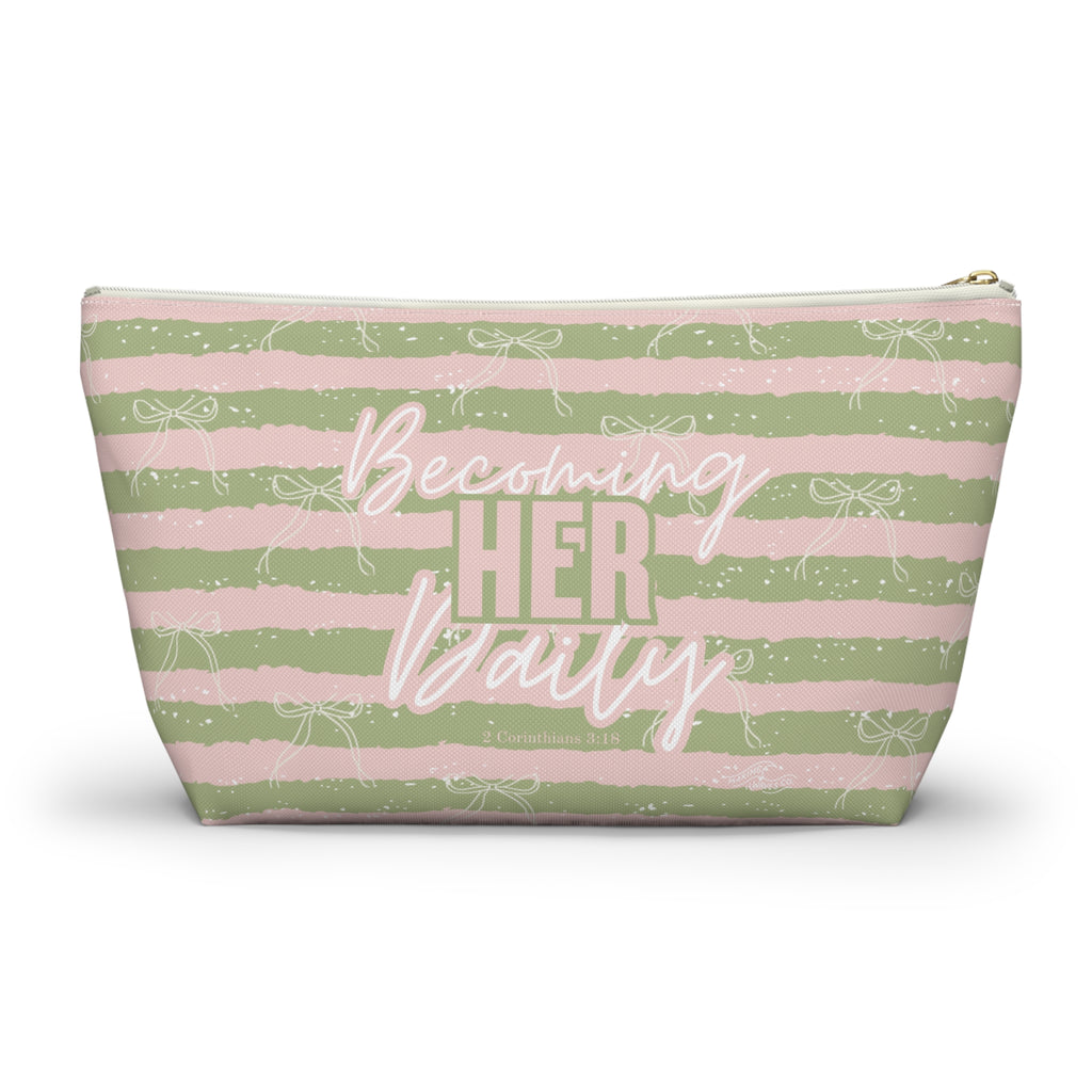 Becoming Her Daily | Faith-Based Makeup Bag | Christian Accessory Pouch