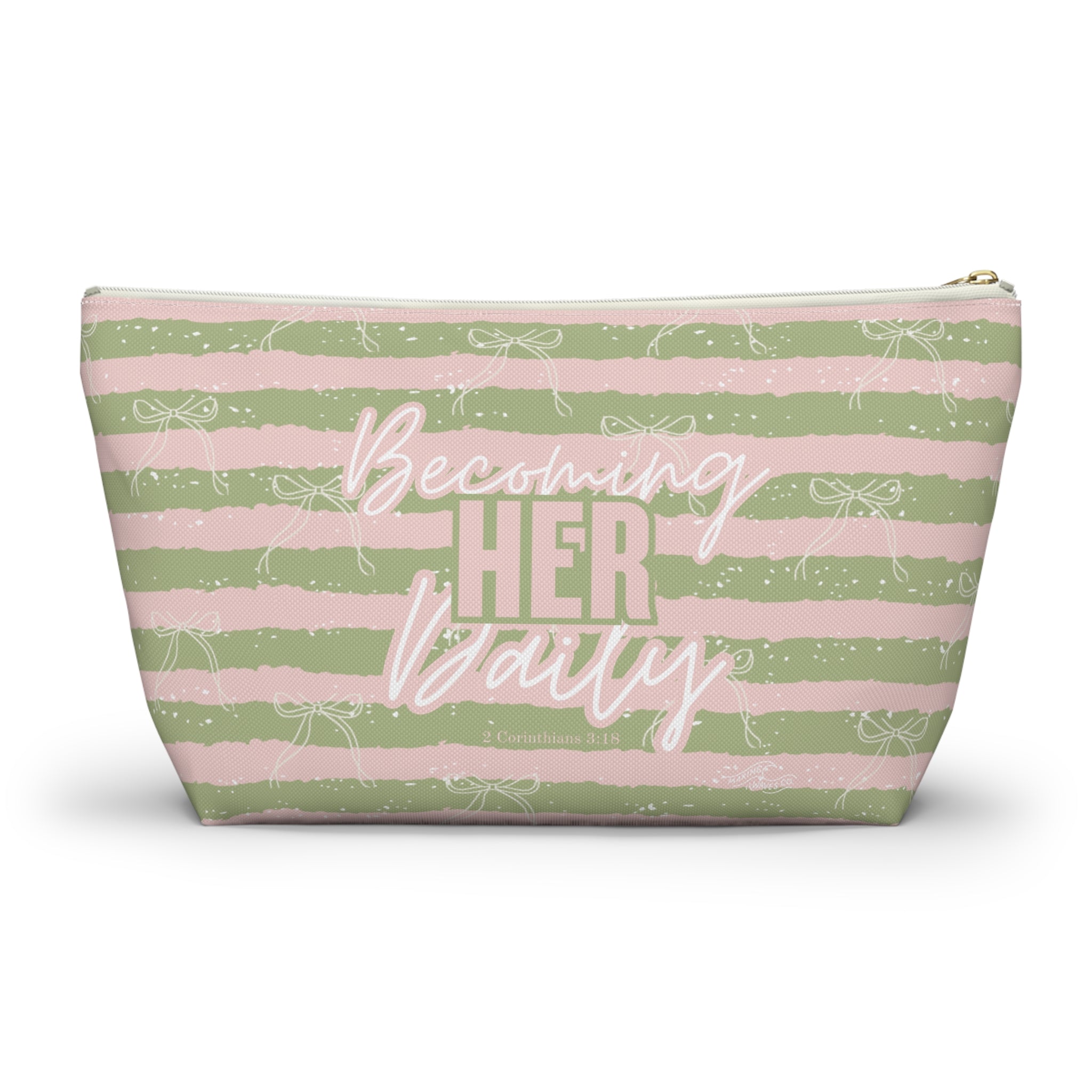Becoming Her Daily | Faith-Based Makeup Bag | Christian Accessory Pouch
