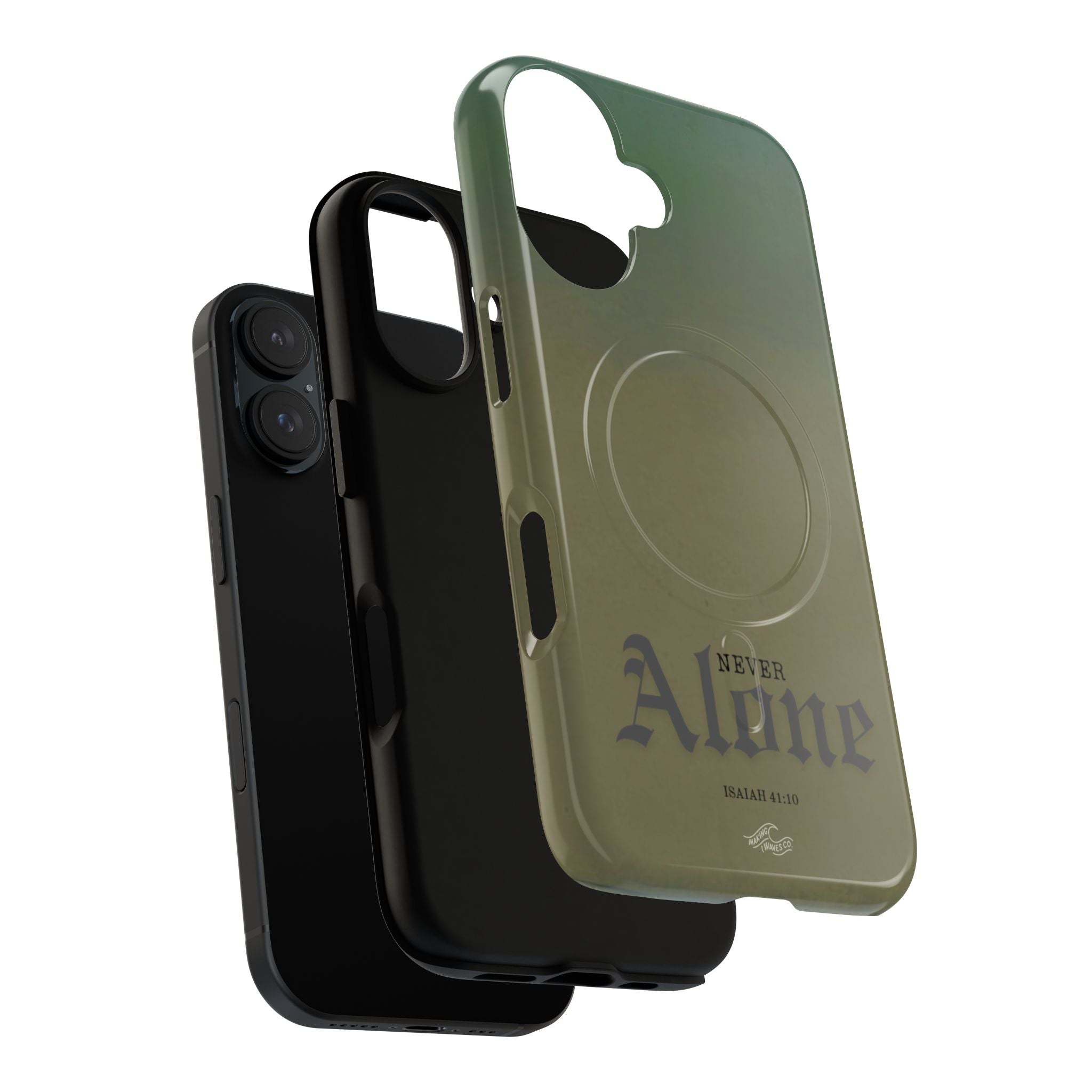 Never Alone Coastal Christian MagSafe iPhone Case