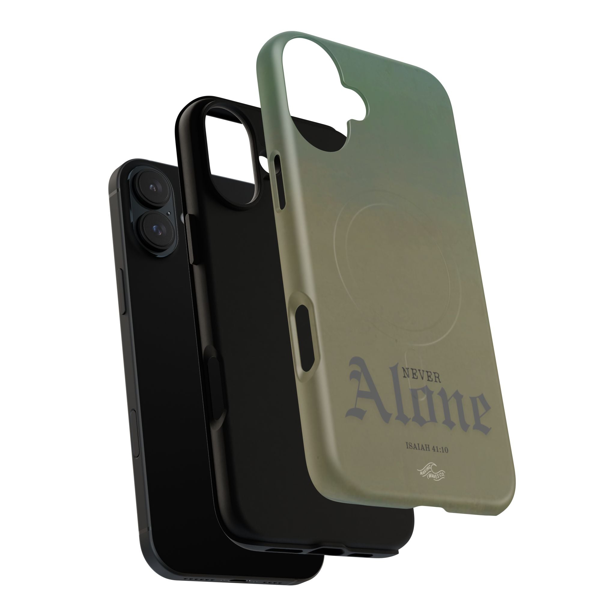 Never Alone Coastal Christian MagSafe iPhone Case