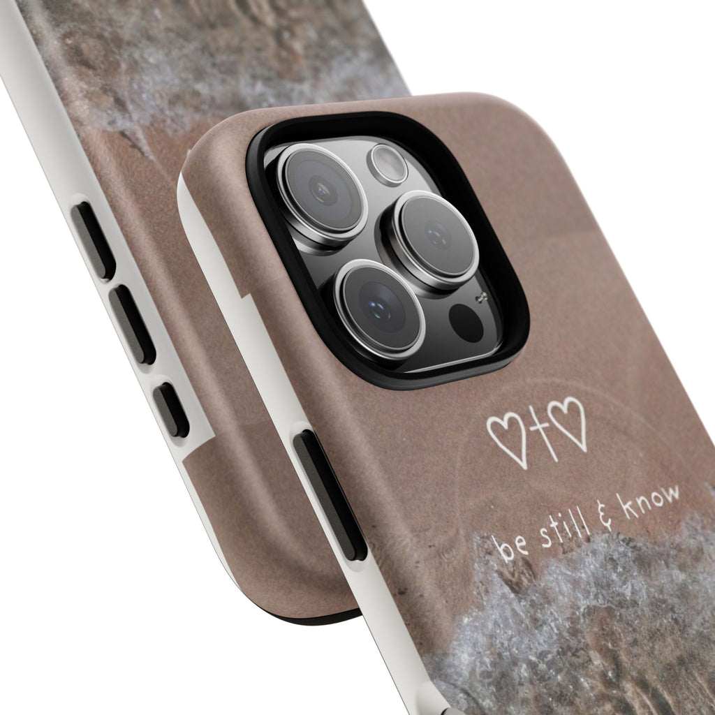 Neutral Coastal Phone Case | “Be Still & Know” Christian Magnetic iPhone Case
