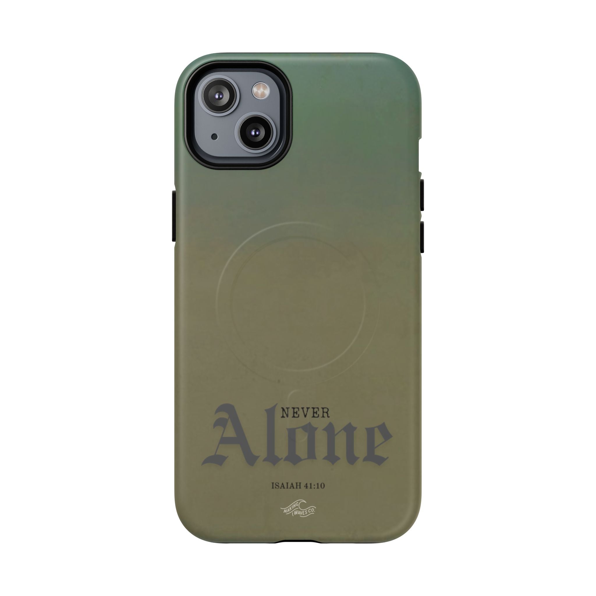 Never Alone Coastal Christian MagSafe iPhone Case