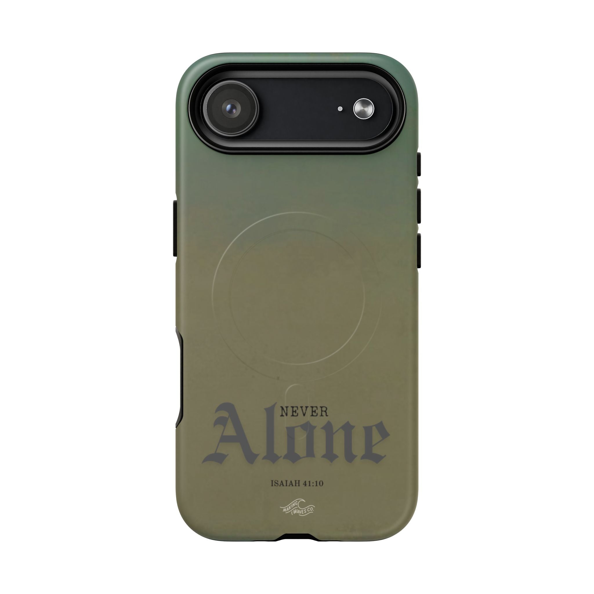 Never Alone Coastal Christian MagSafe iPhone Case