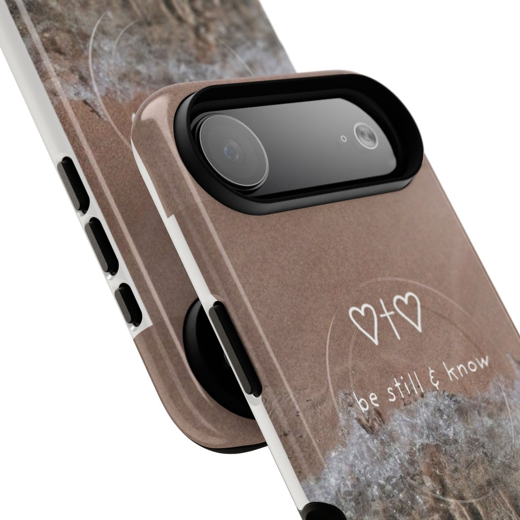 Neutral Coastal Phone Case | “Be Still & Know” Christian Magnetic iPhone Case