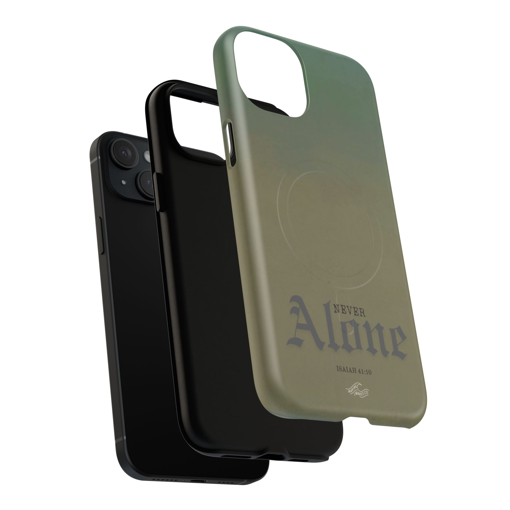 Never Alone Coastal Christian MagSafe iPhone Case