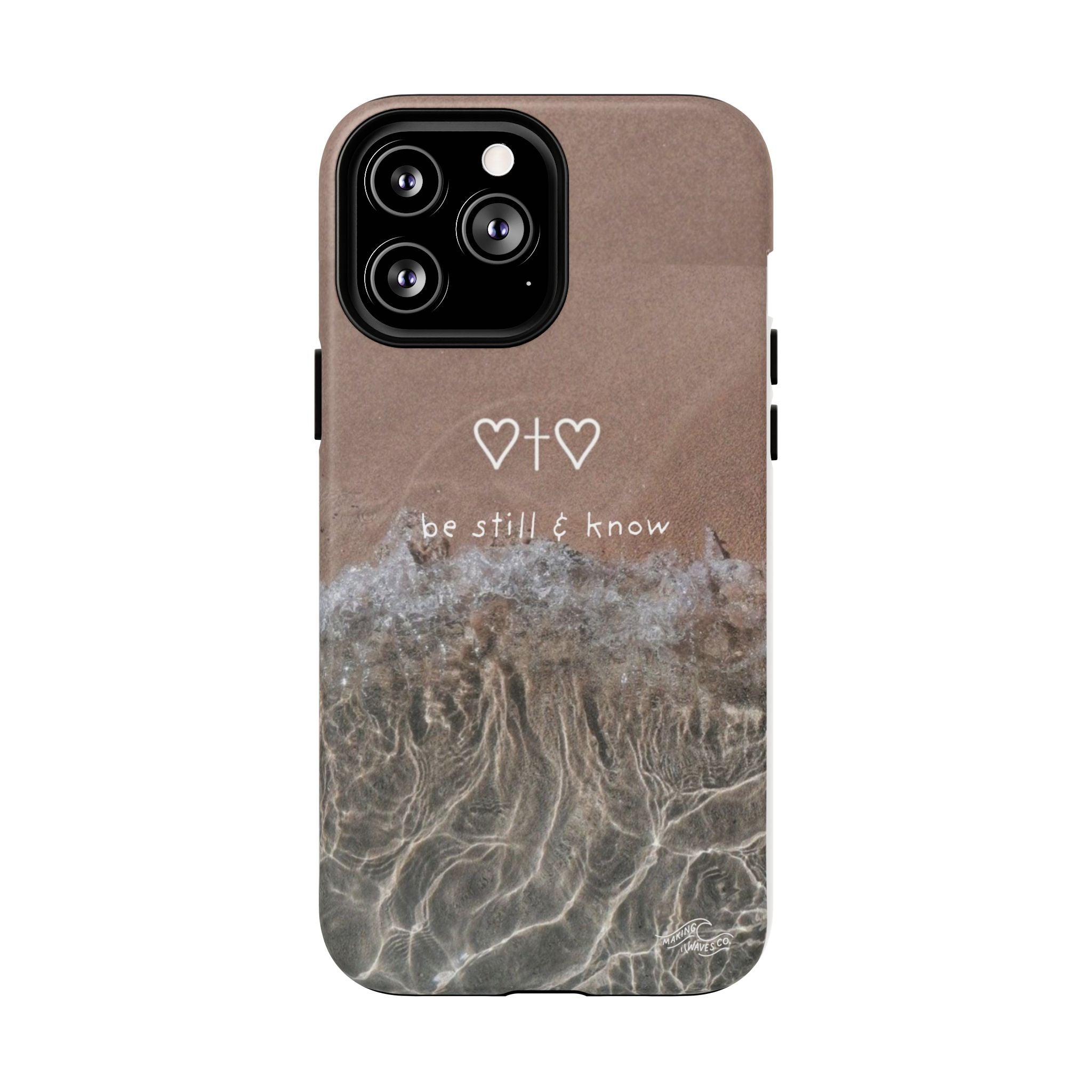 Neutral Coastal Phone Case | “Be Still & Know” Christian Magnetic iPhone Case