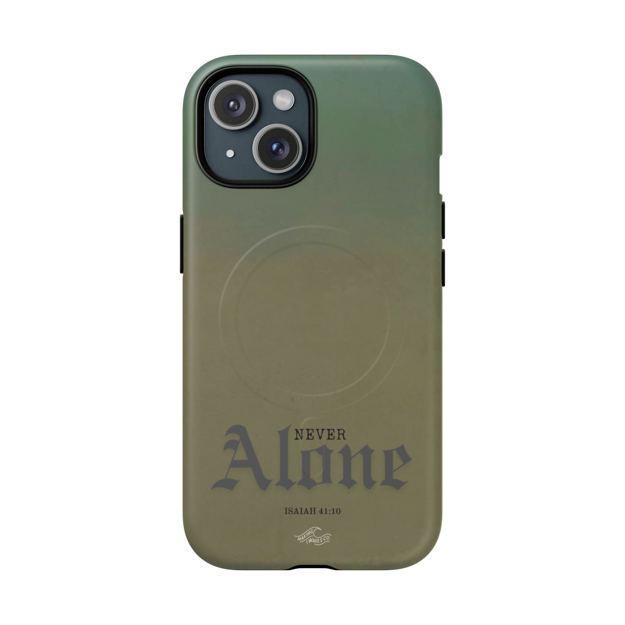 Never Alone Coastal Christian MagSafe iPhone Case