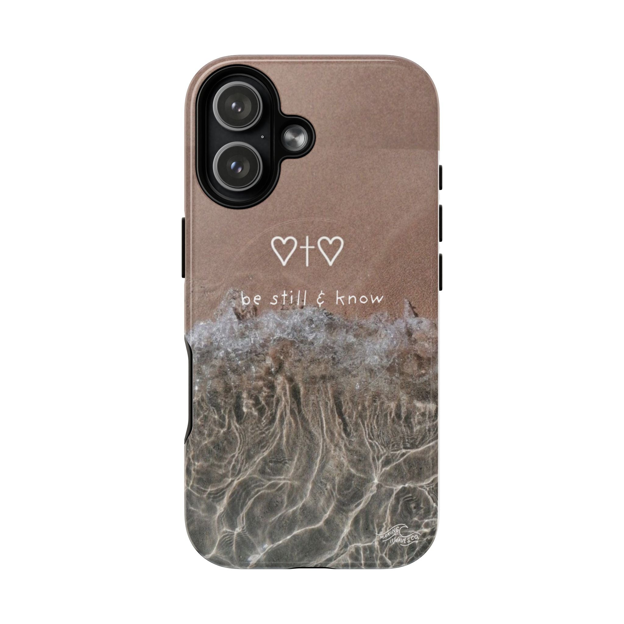 Neutral Coastal Phone Case | “Be Still & Know” Christian Magnetic iPhone Case