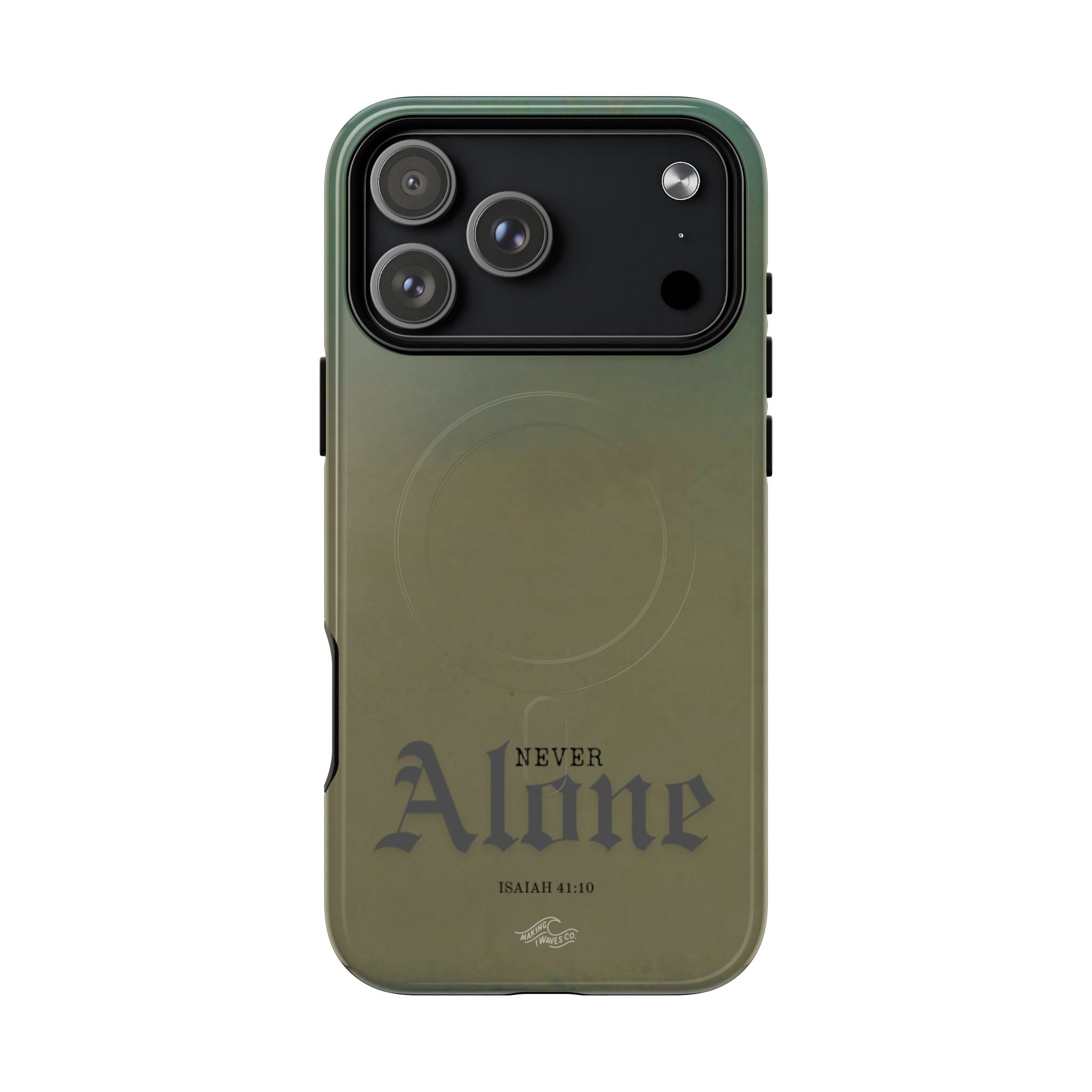 Never Alone Coastal Christian MagSafe iPhone Case