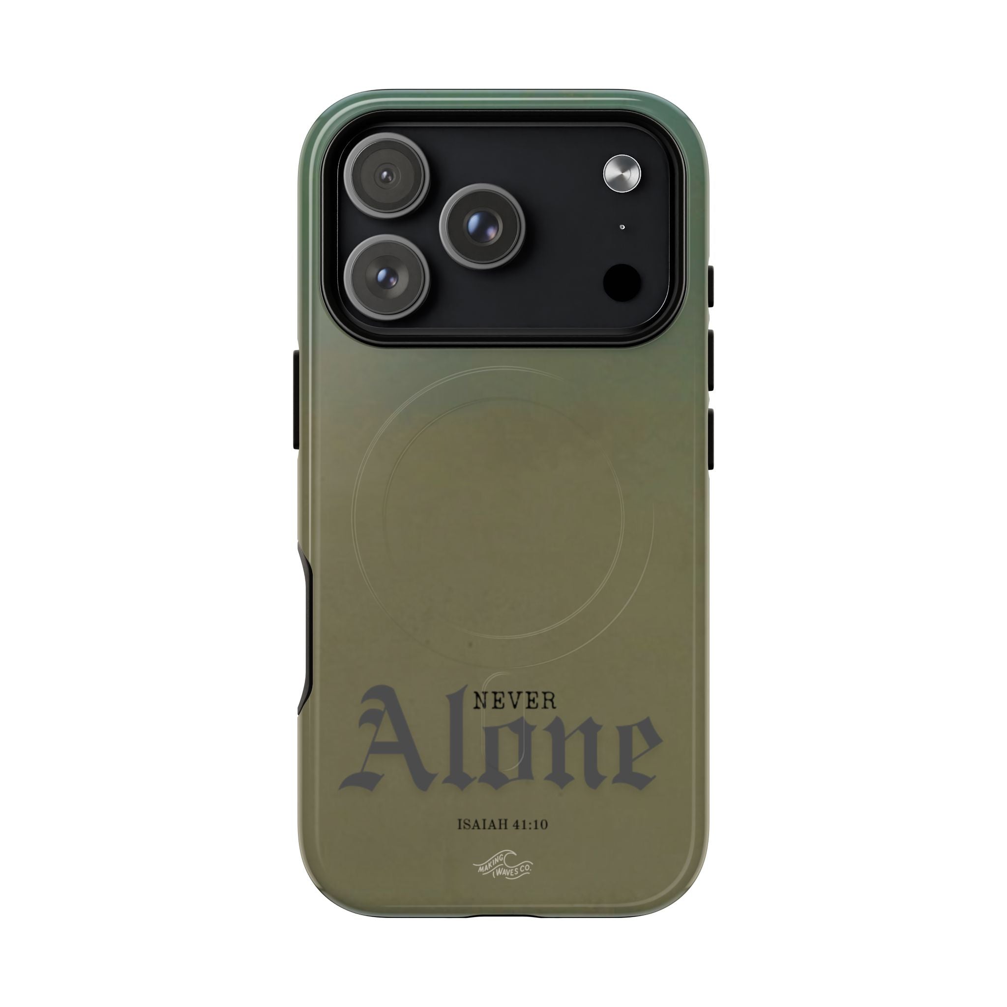 Never Alone Coastal Christian MagSafe iPhone Case