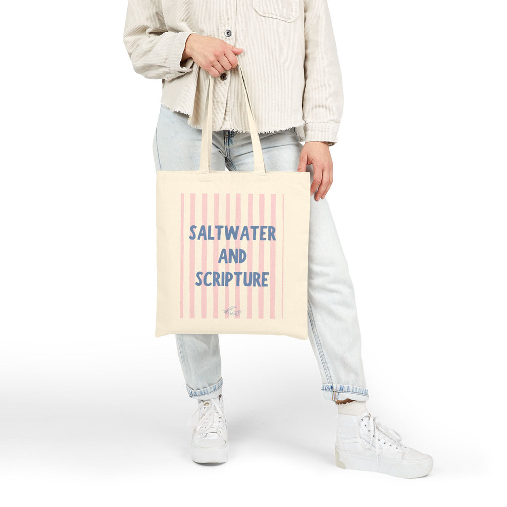 Saltwater & Scripture Coastal Christian Tote Bag