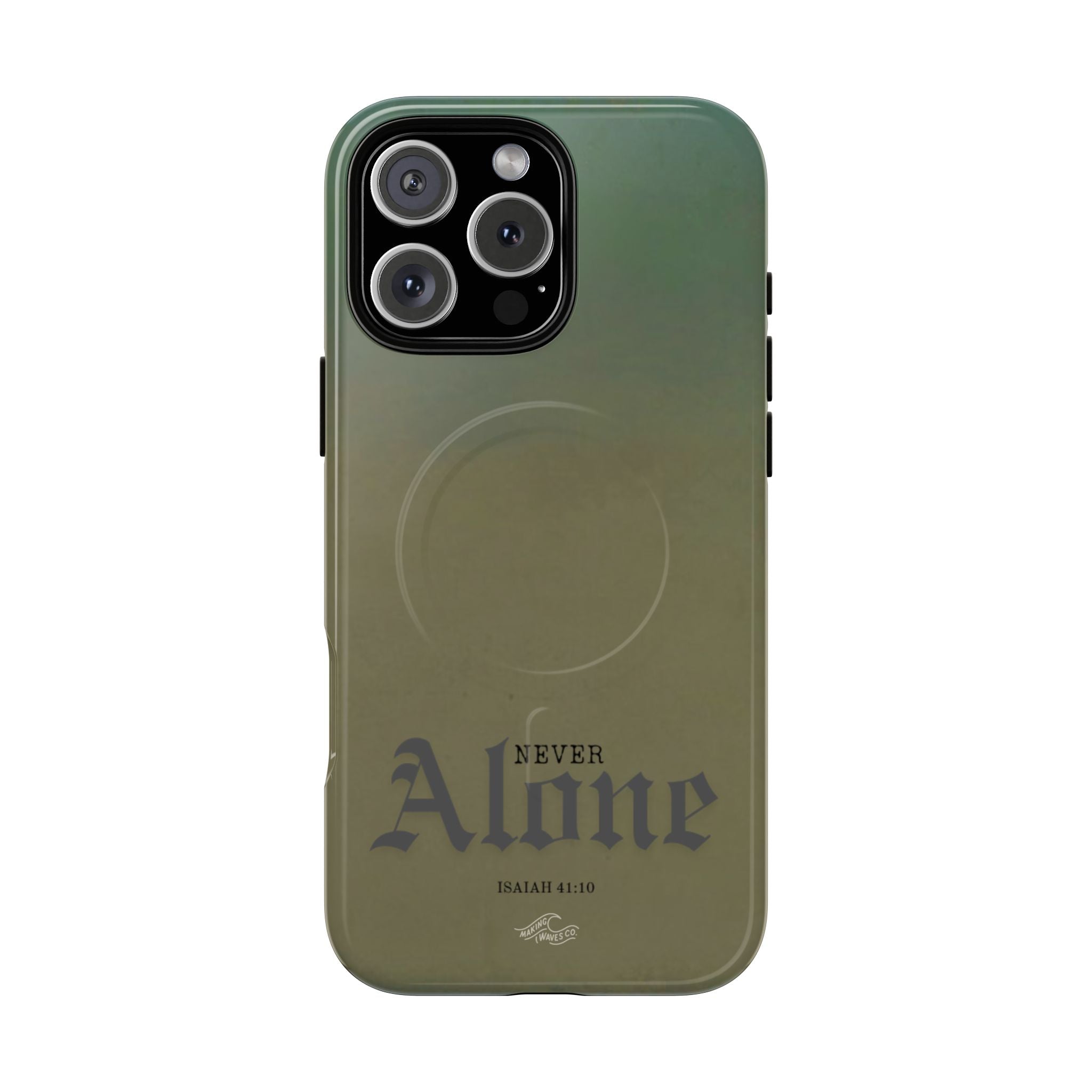 Never Alone Coastal Christian MagSafe iPhone Case