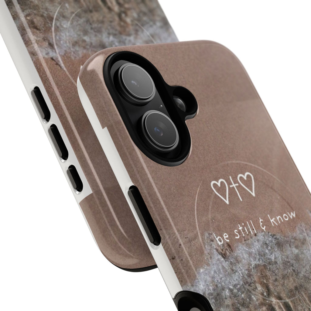 Neutral Coastal Phone Case | “Be Still & Know” Christian Magnetic iPhone Case