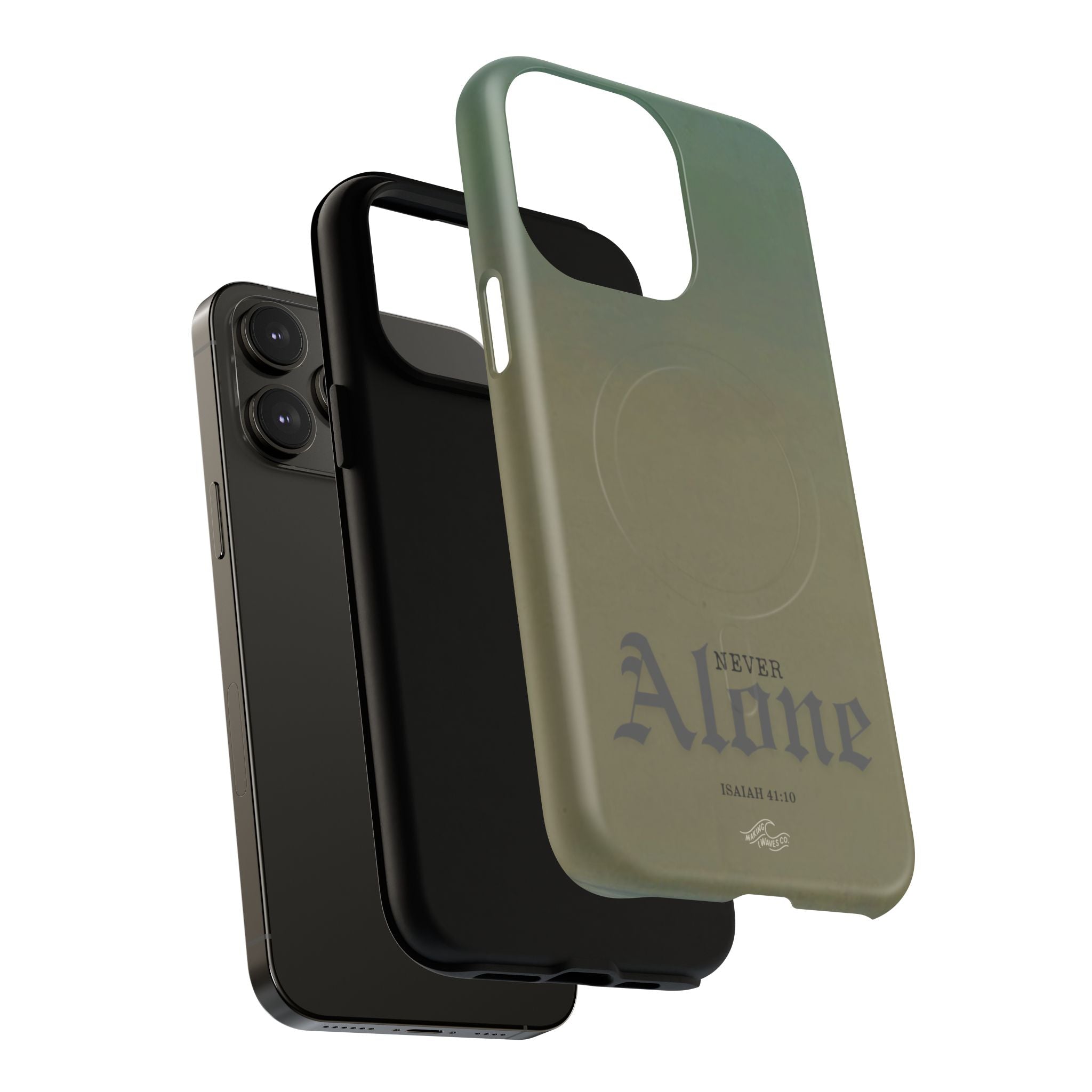 Never Alone Coastal Christian MagSafe iPhone Case