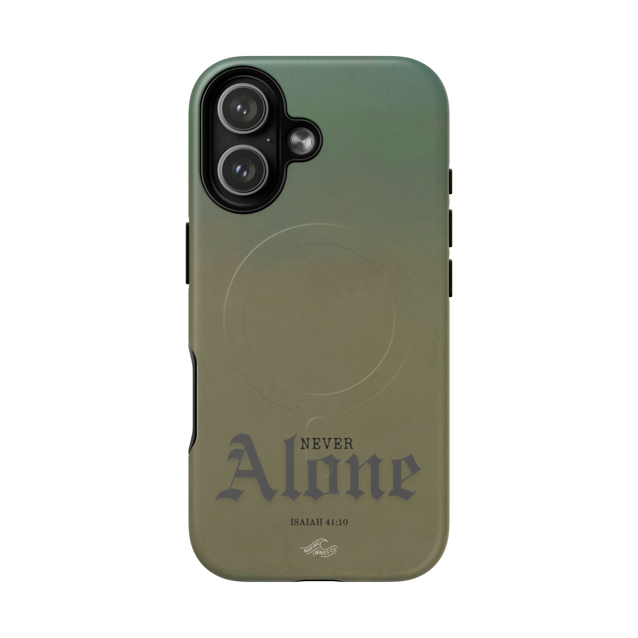 Never Alone Coastal Christian MagSafe iPhone Case