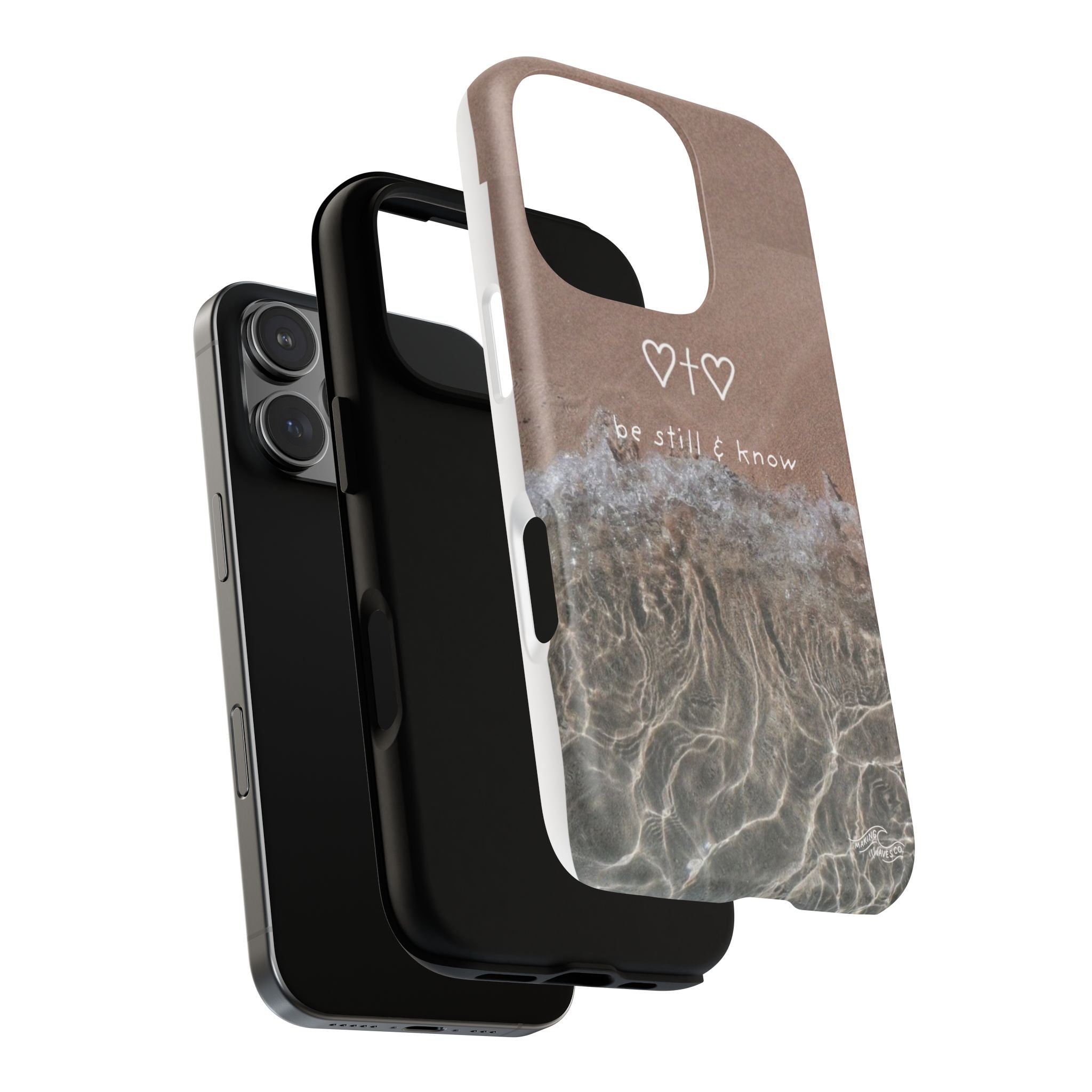 Neutral Coastal Phone Case | “Be Still & Know” Christian Magnetic iPhone Case