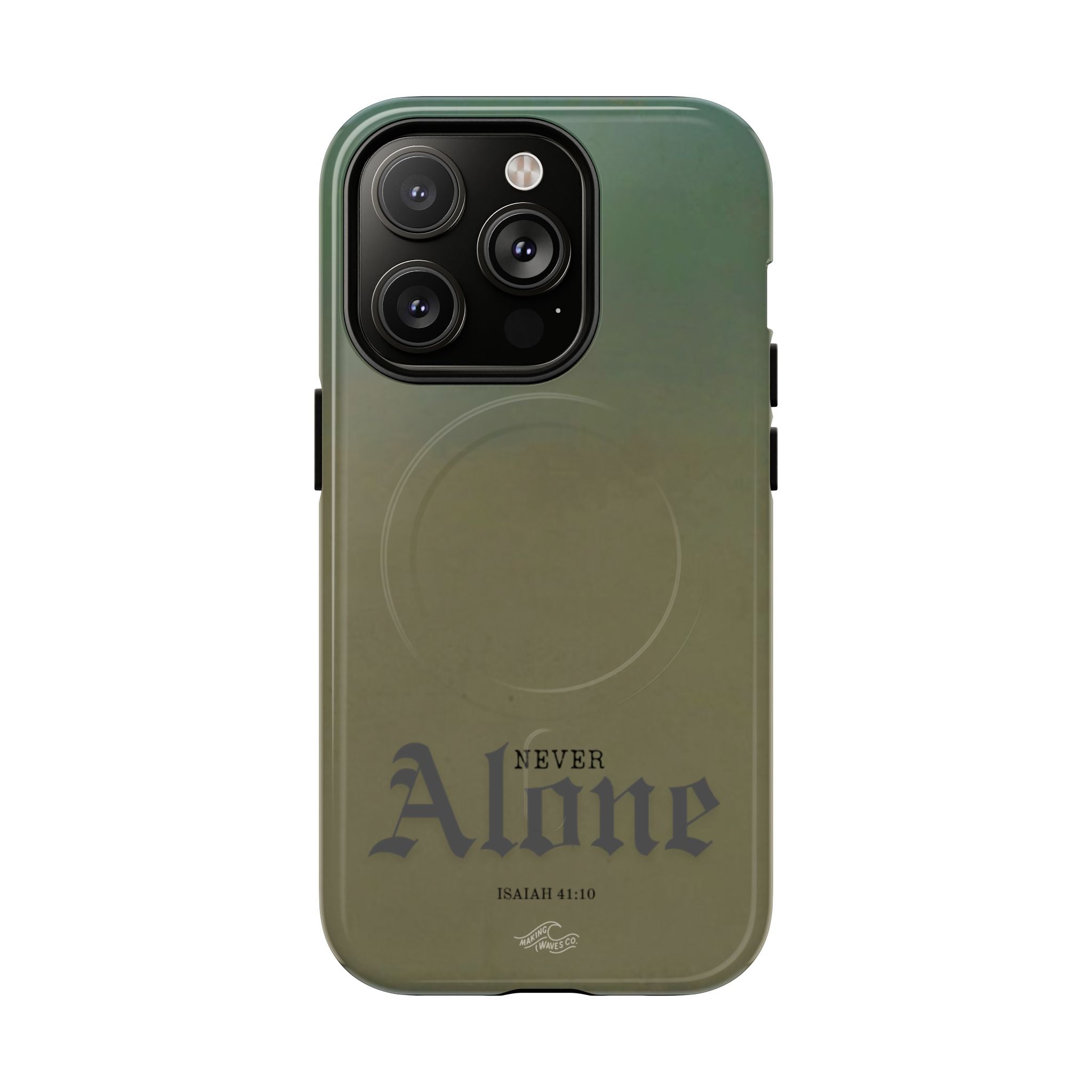Never Alone Coastal Christian MagSafe iPhone Case