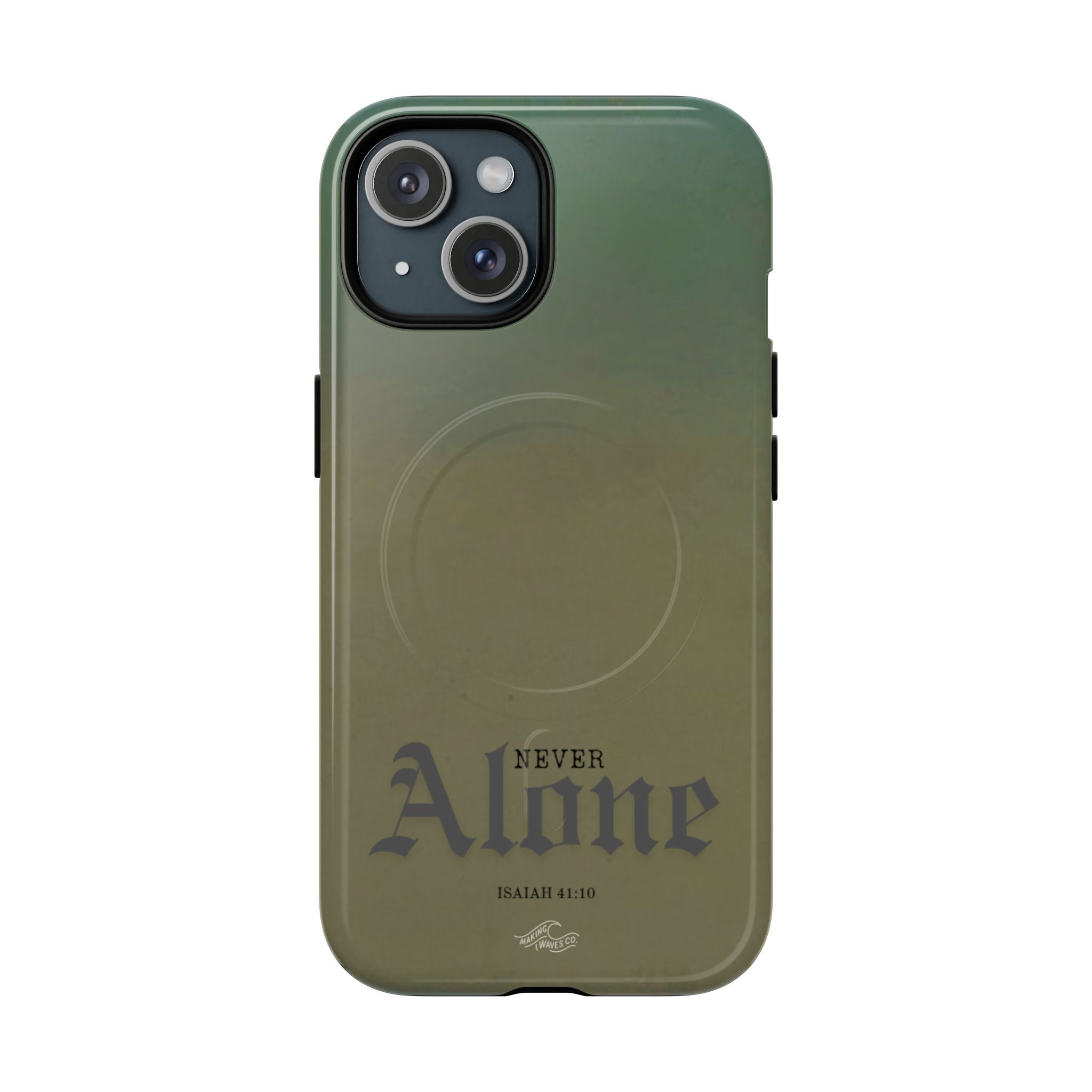 Never Alone Coastal Christian MagSafe iPhone Case
