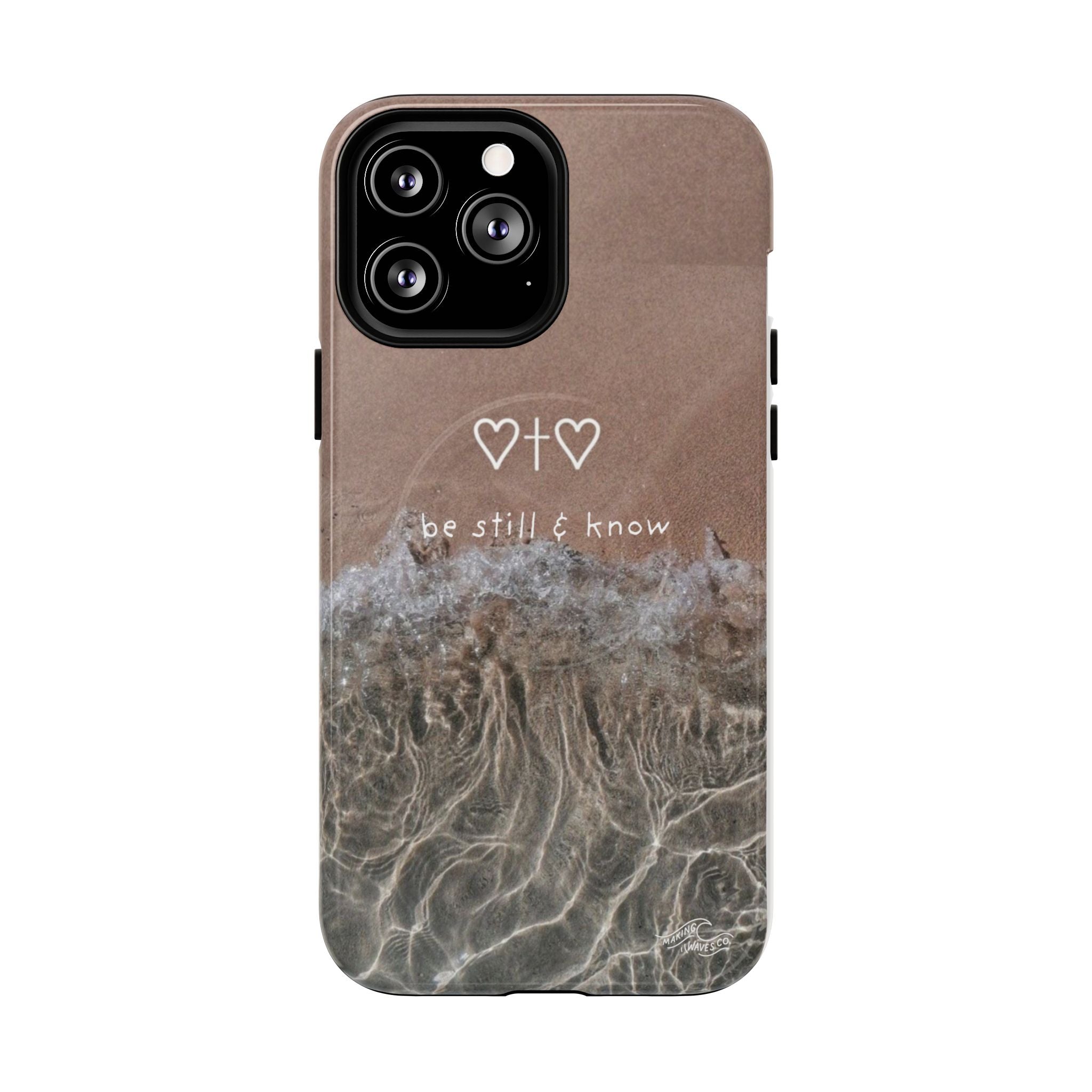 Neutral Coastal Phone Case | “Be Still & Know” Christian Magnetic iPhone Case