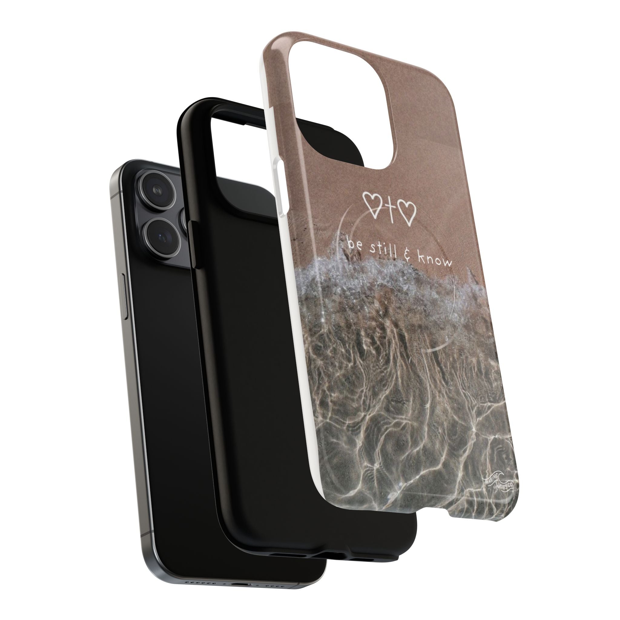 Neutral Coastal Phone Case | “Be Still & Know” Christian Magnetic iPhone Case