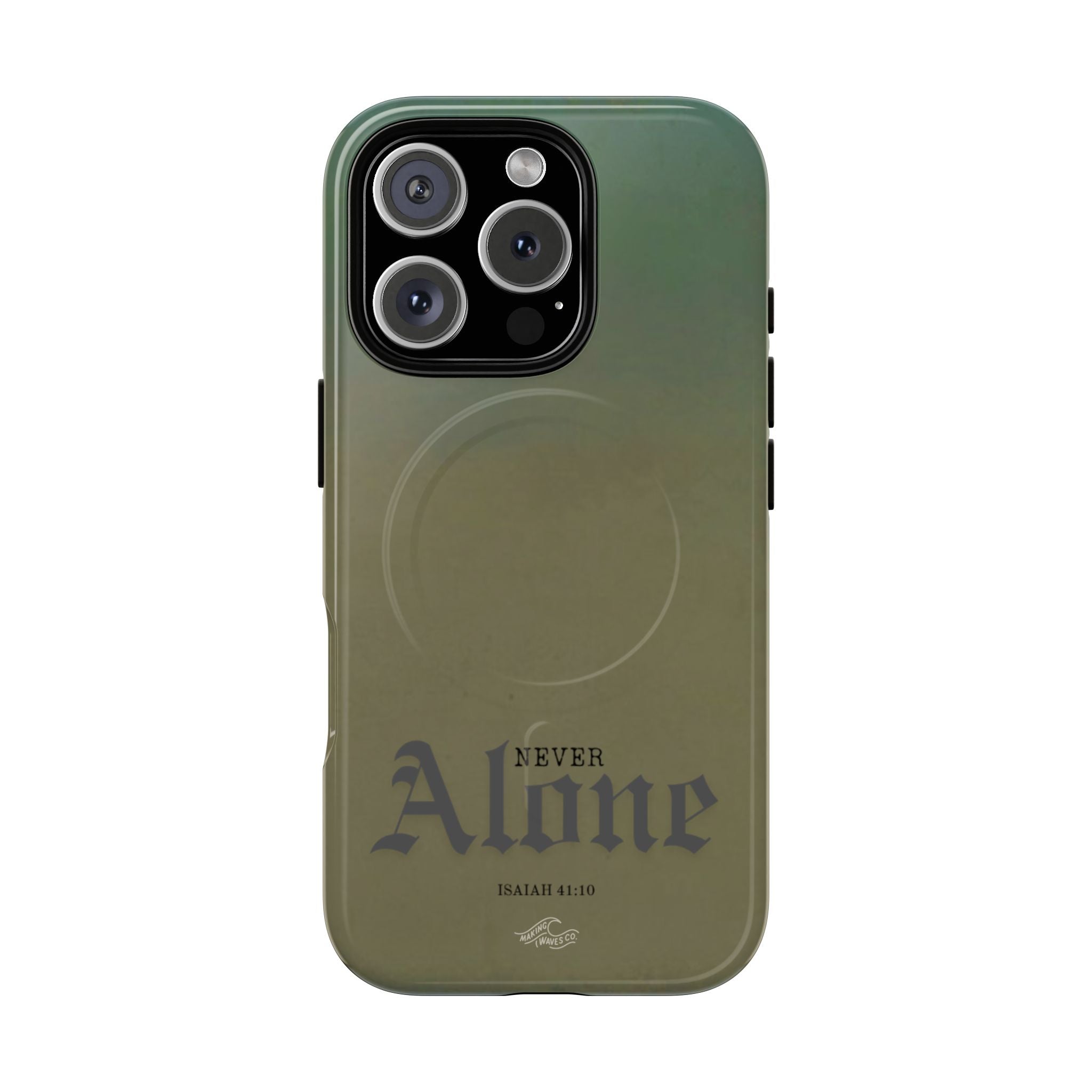 Never Alone Coastal Christian MagSafe iPhone Case