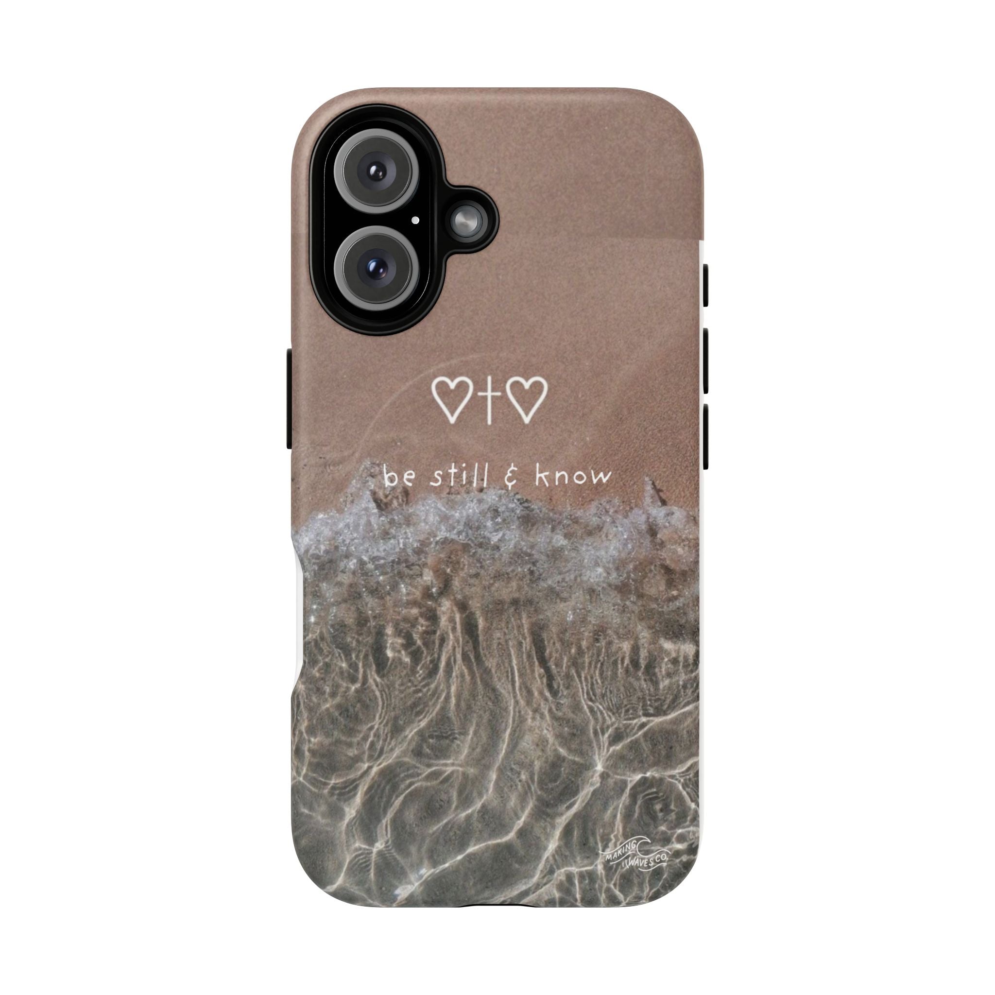 Neutral Coastal Phone Case | “Be Still & Know” Christian Magnetic iPhone Case