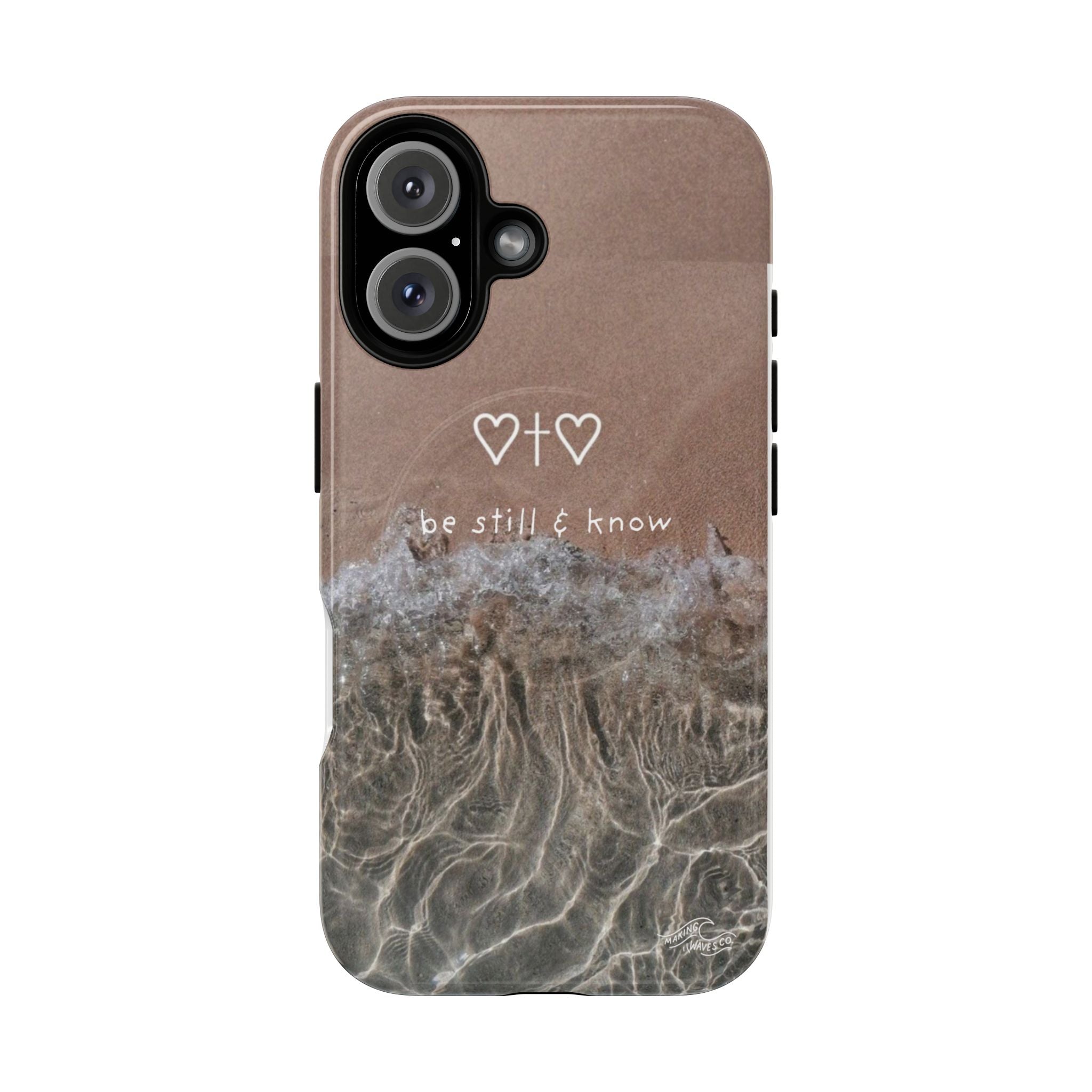 Neutral Coastal Phone Case | “Be Still & Know” Christian Magnetic iPhone Case