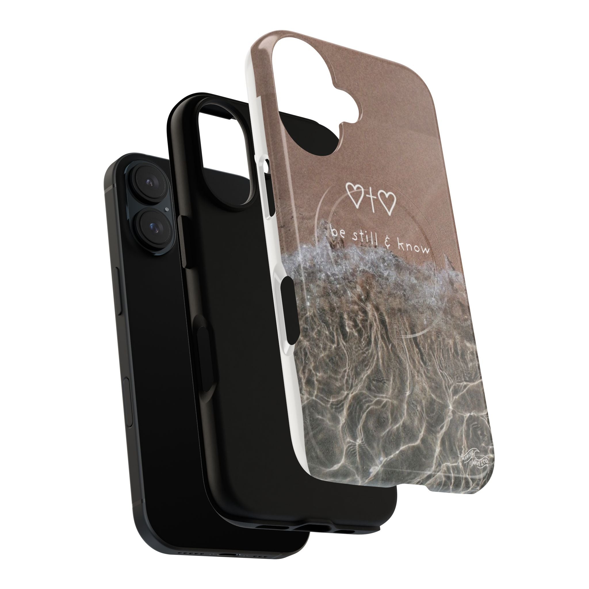 Neutral Coastal Phone Case | “Be Still & Know” Christian Magnetic iPhone Case