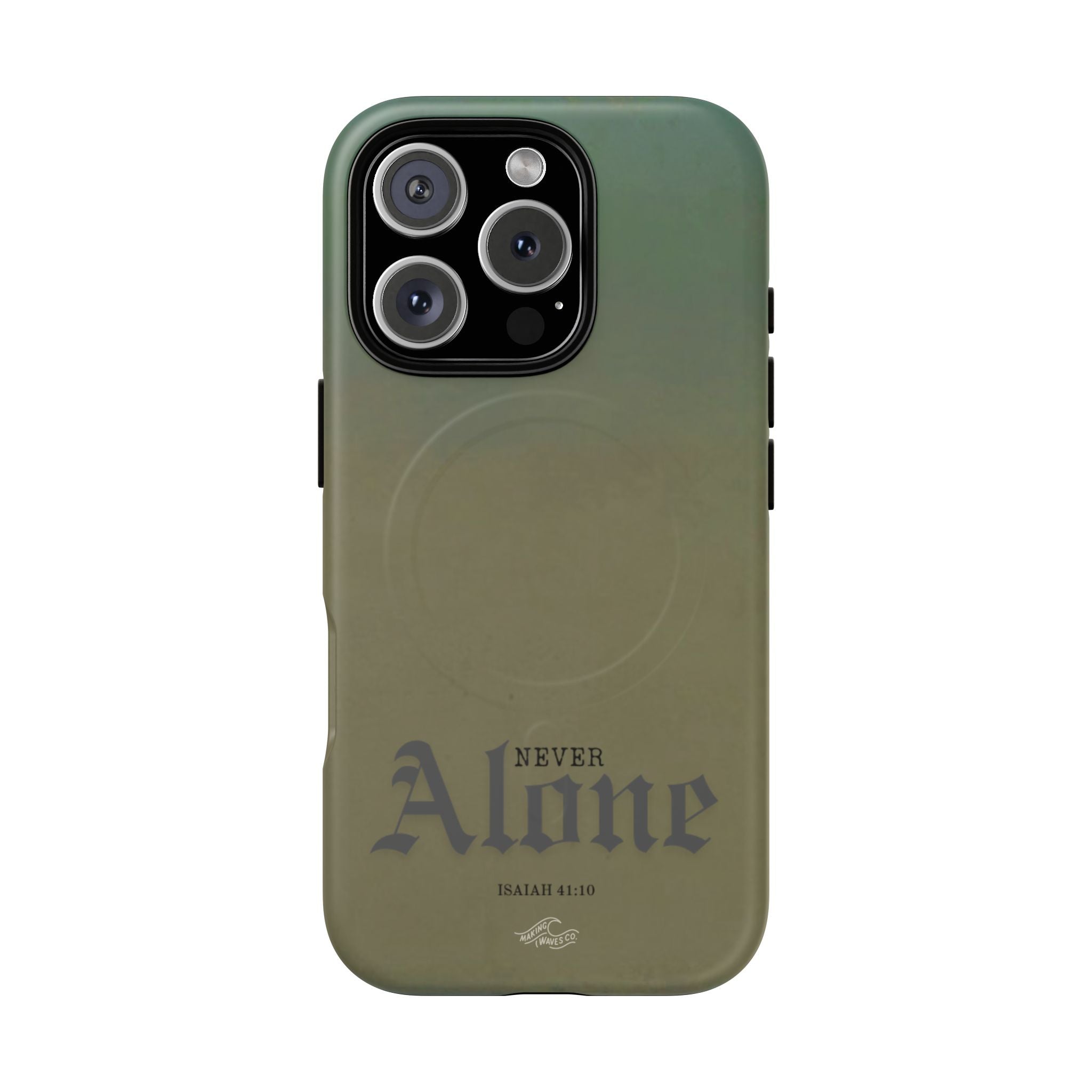 Never Alone Coastal Christian MagSafe iPhone Case