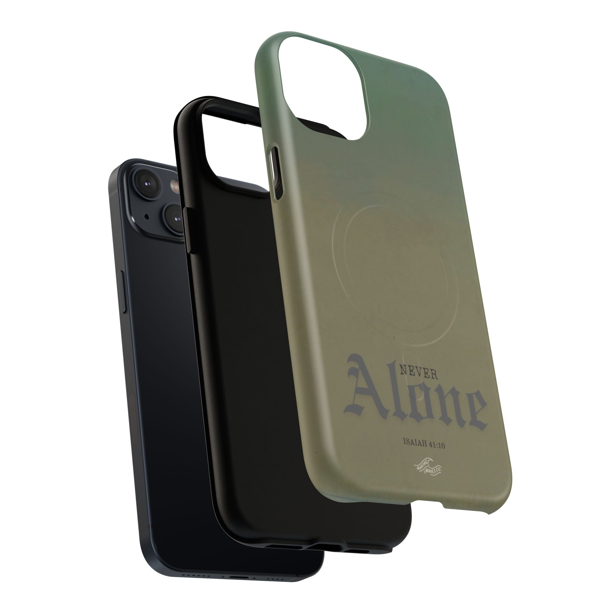 Never Alone Coastal Christian MagSafe iPhone Case