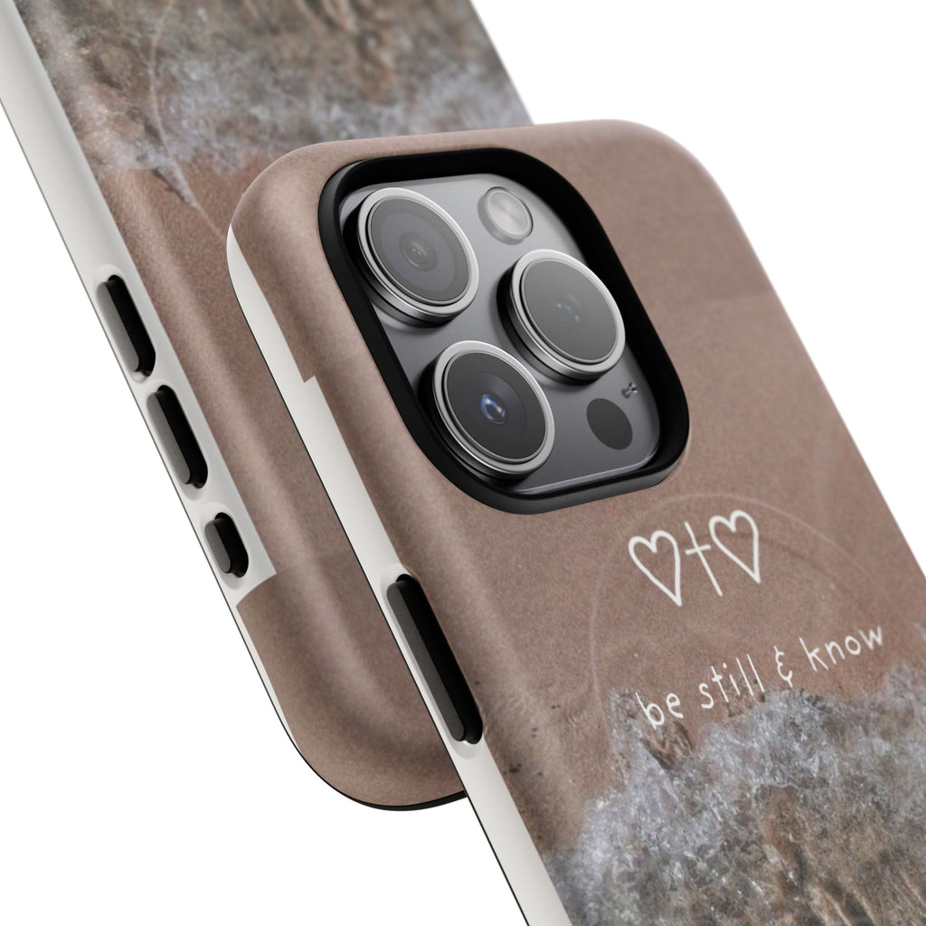 Neutral Coastal Phone Case | “Be Still & Know” Christian Magnetic iPhone Case