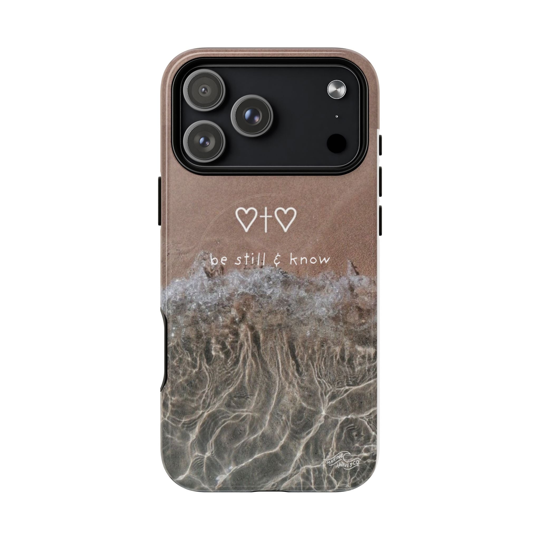 Neutral Coastal Phone Case | “Be Still & Know” Christian Magnetic iPhone Case