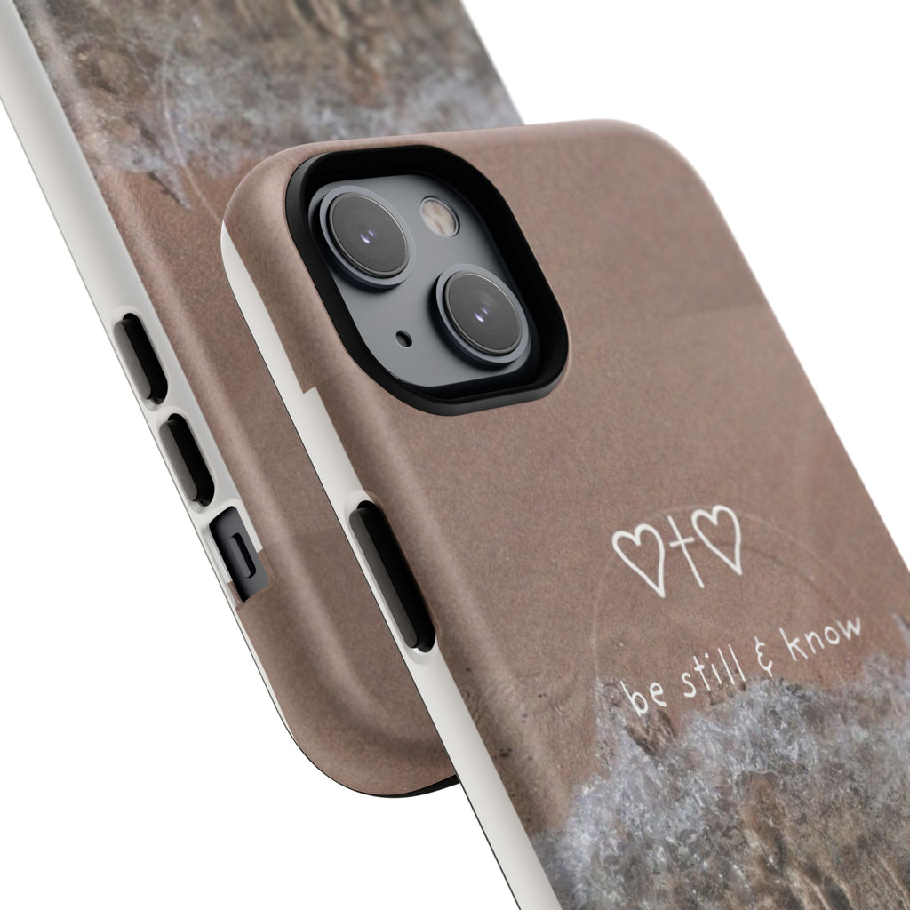 Neutral Coastal Phone Case | “Be Still & Know” Christian Magnetic iPhone Case