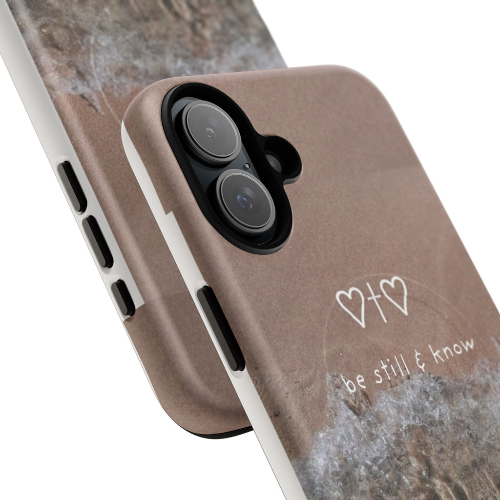Neutral Coastal Phone Case | “Be Still & Know” Christian Magnetic iPhone Case