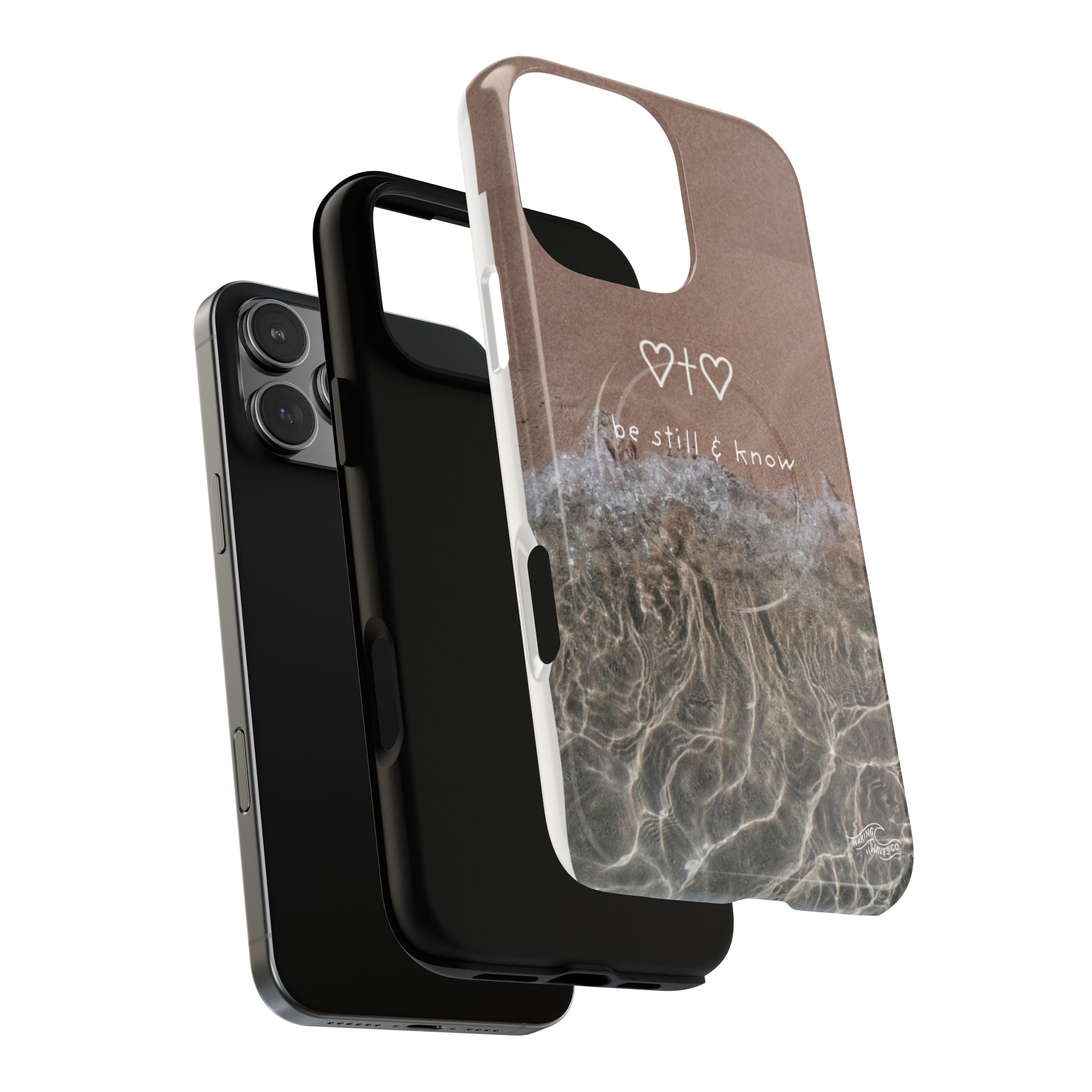 Neutral Coastal Phone Case | “Be Still & Know” Christian Magnetic iPhone Case