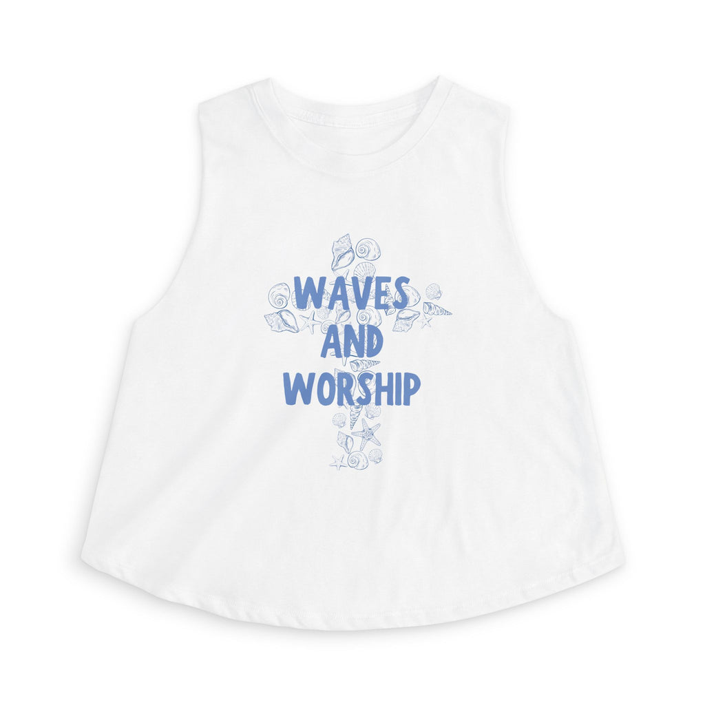 Waves and Worship  - Coastal Soft Crop Tank