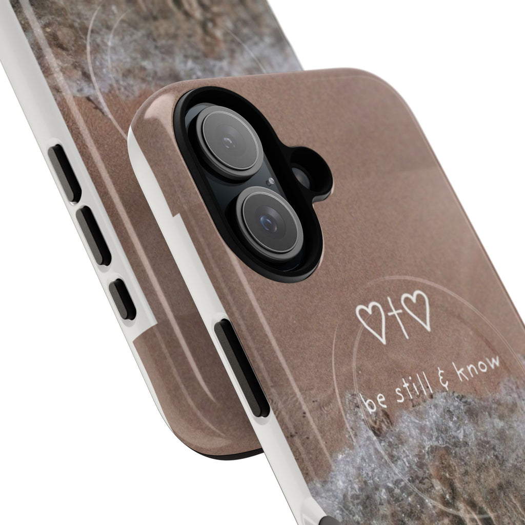 Neutral Coastal Phone Case | “Be Still & Know” Christian Magnetic iPhone Case