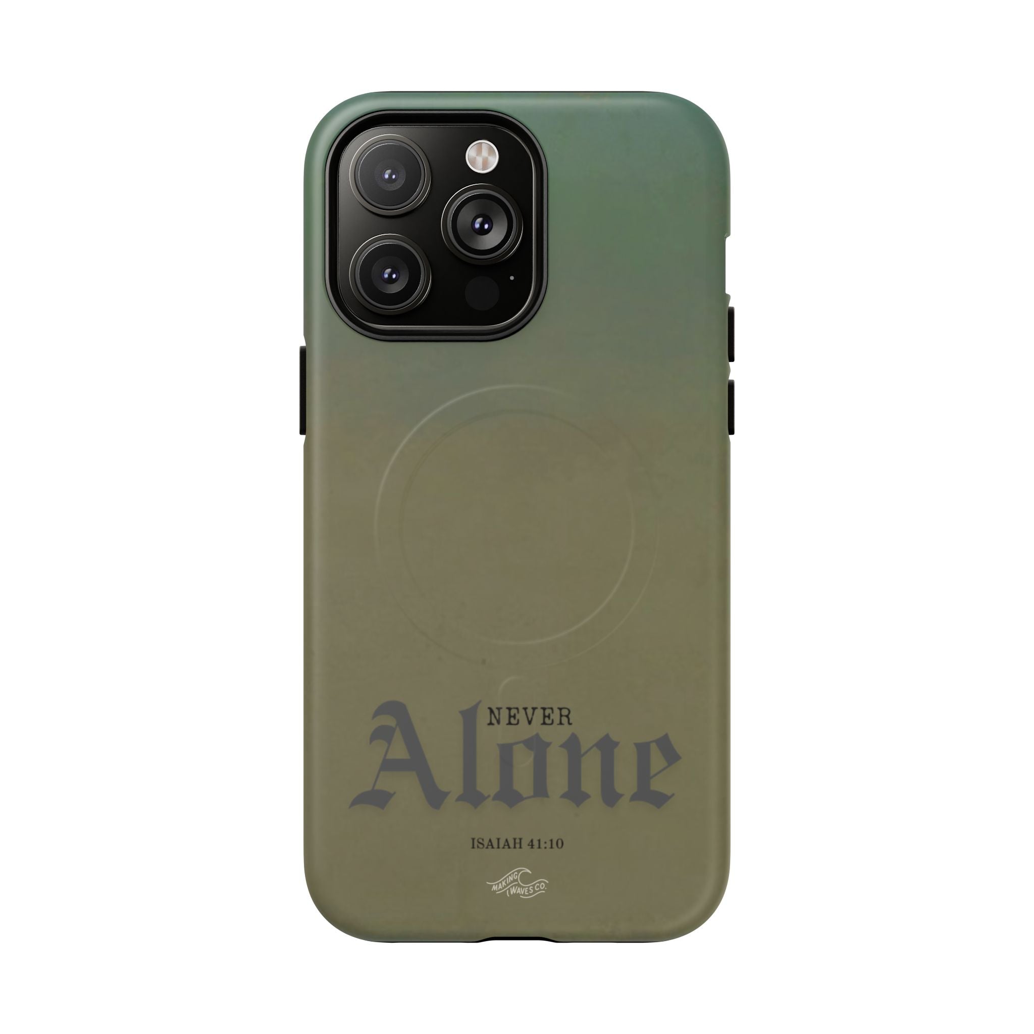 Never Alone Coastal Christian MagSafe iPhone Case
