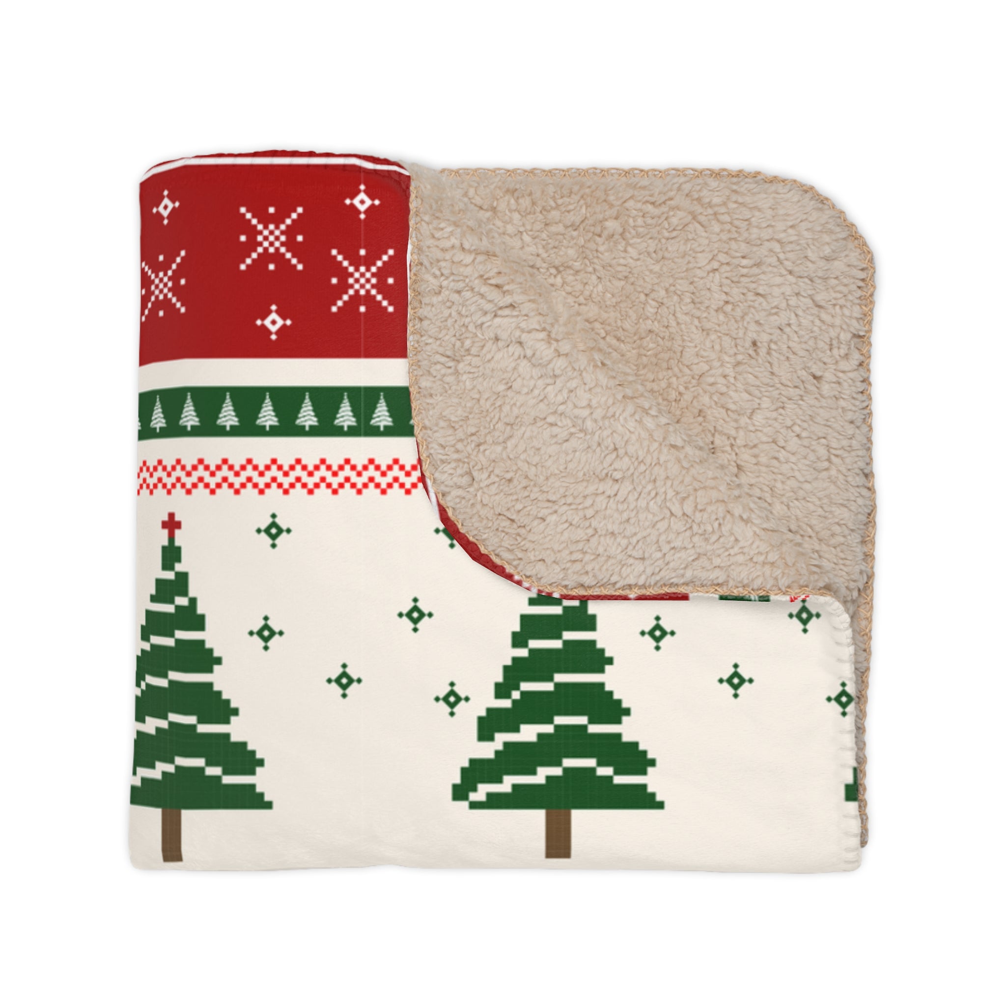 Cozy Tan Holiday Throw Sherpa Blanket