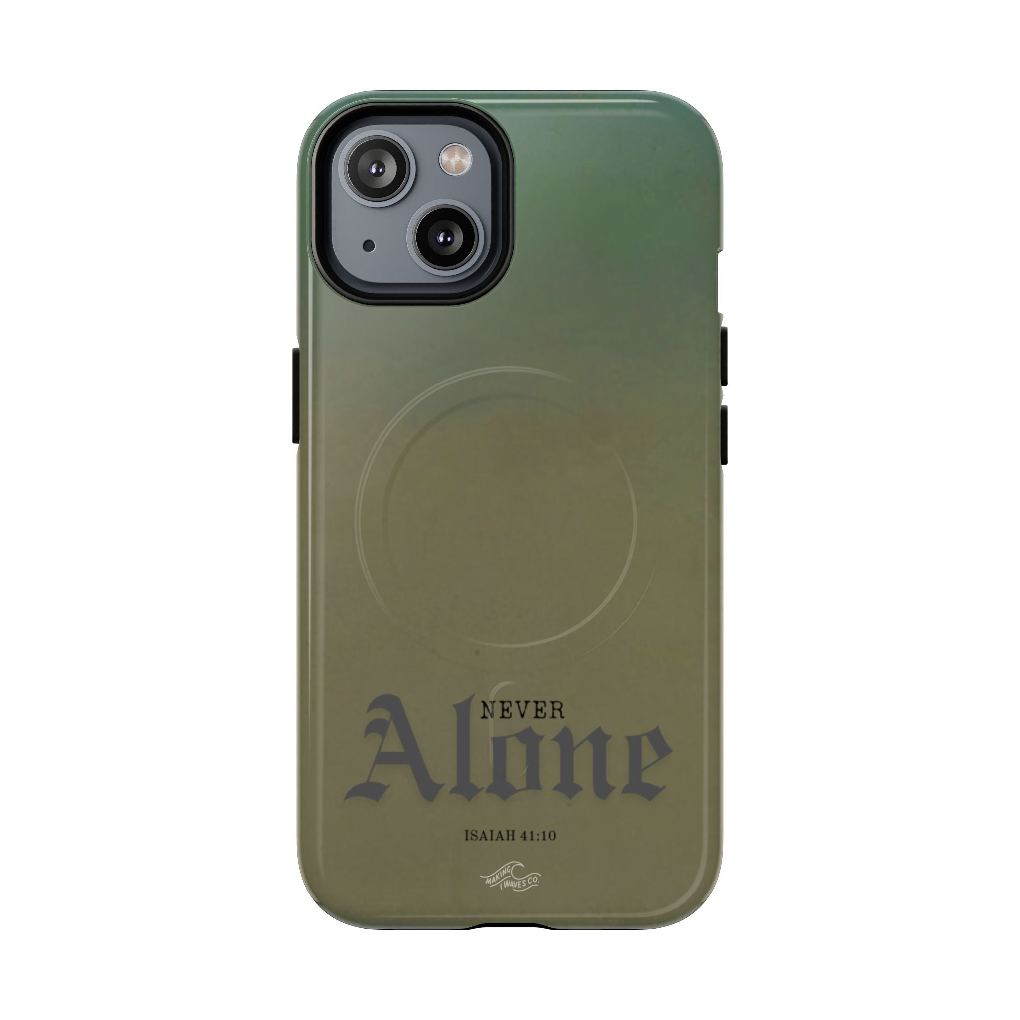Never Alone Coastal Christian MagSafe iPhone Case
