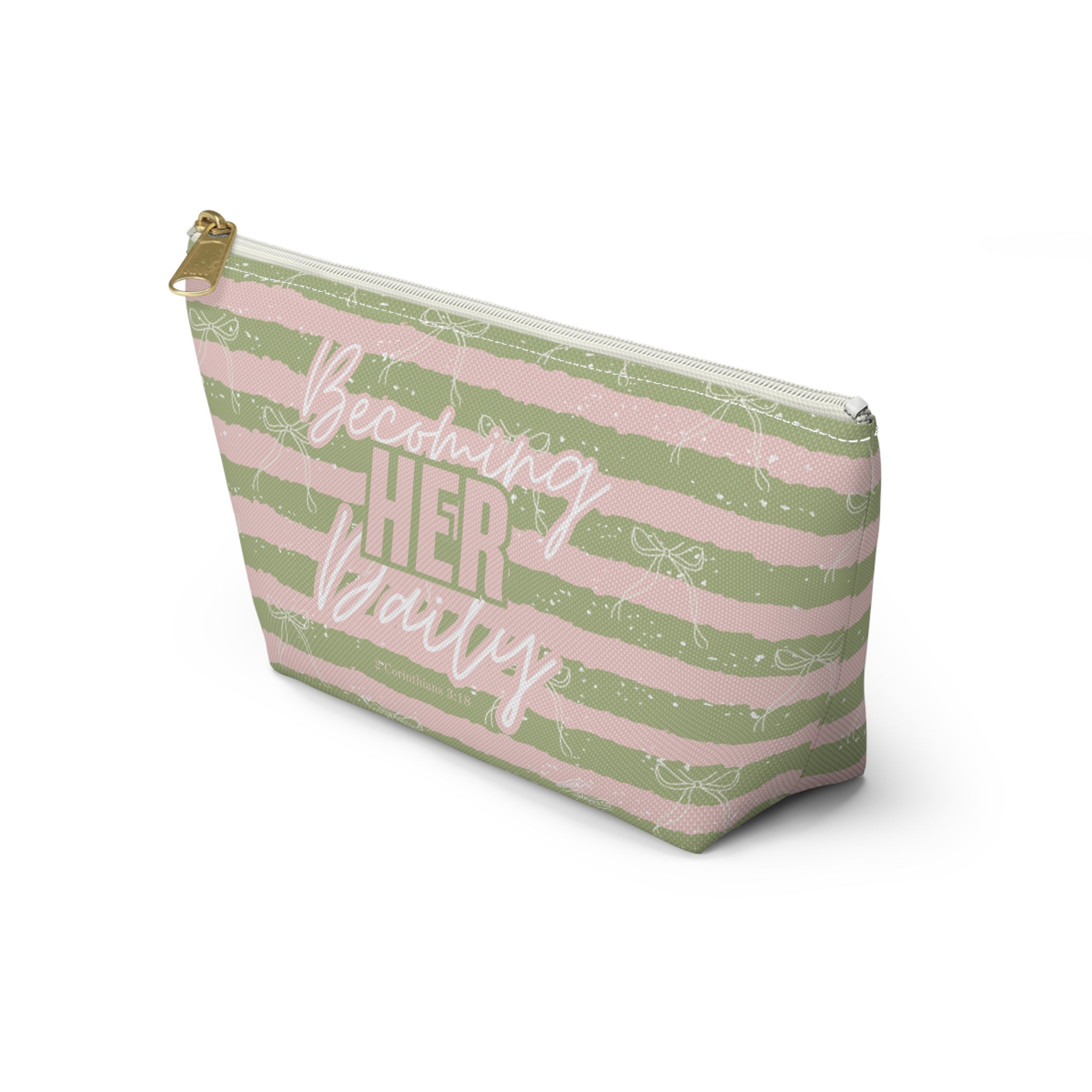 Becoming Her Daily | Faith-Based Makeup Bag | Christian Accessory Pouch