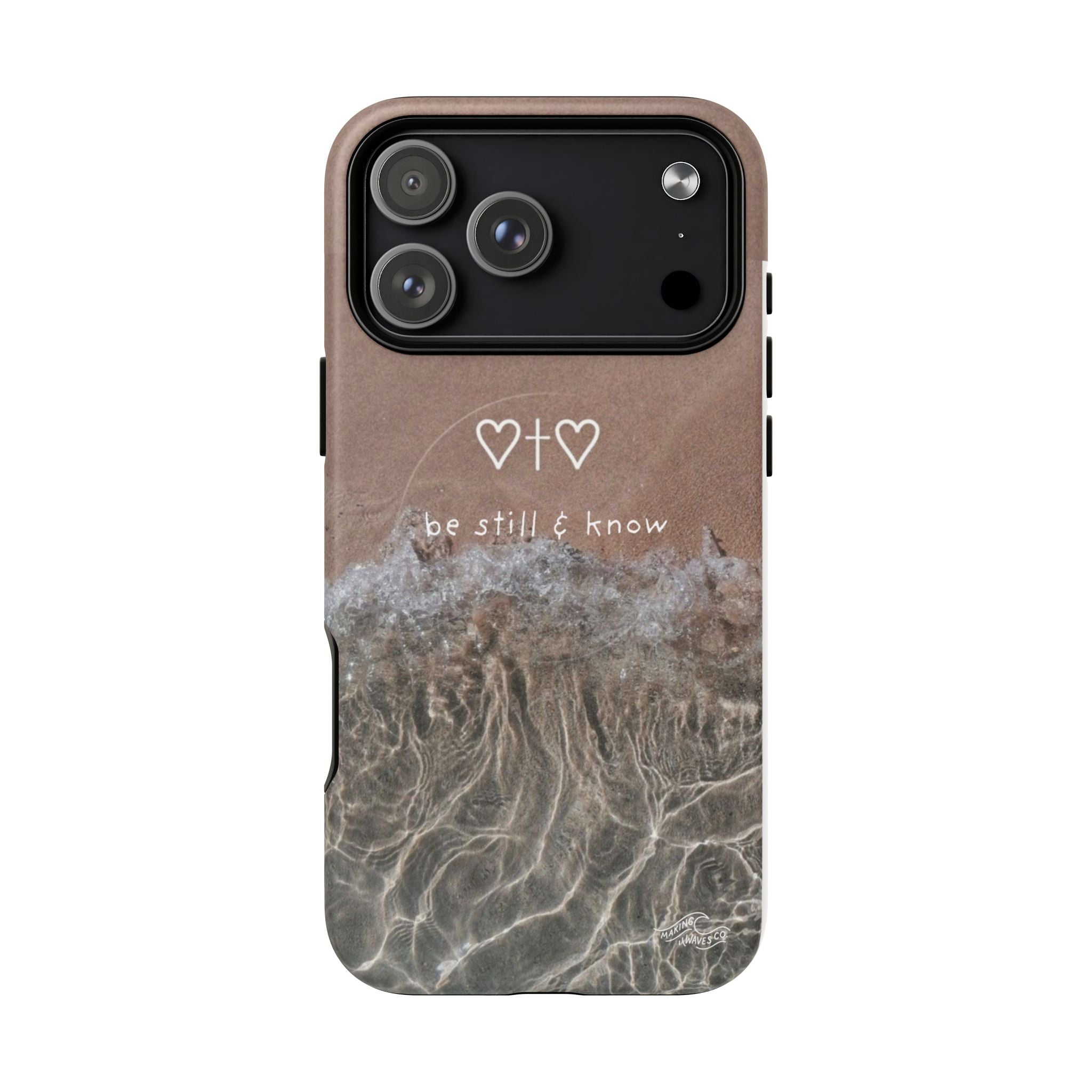 Neutral Coastal Phone Case | “Be Still & Know” Christian Magnetic iPhone Case