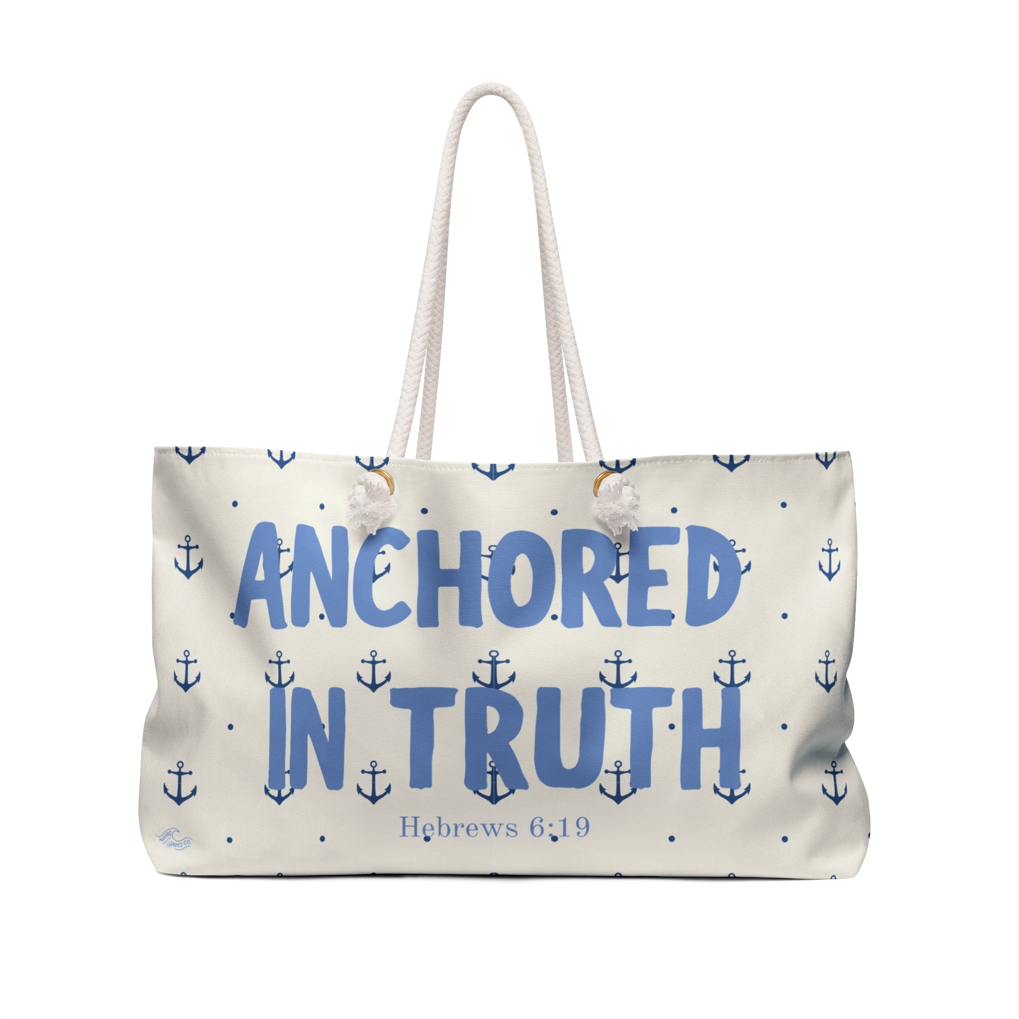 Anchored In Truth Oversized Weekender Tote | Coastal Christian Travel Bag