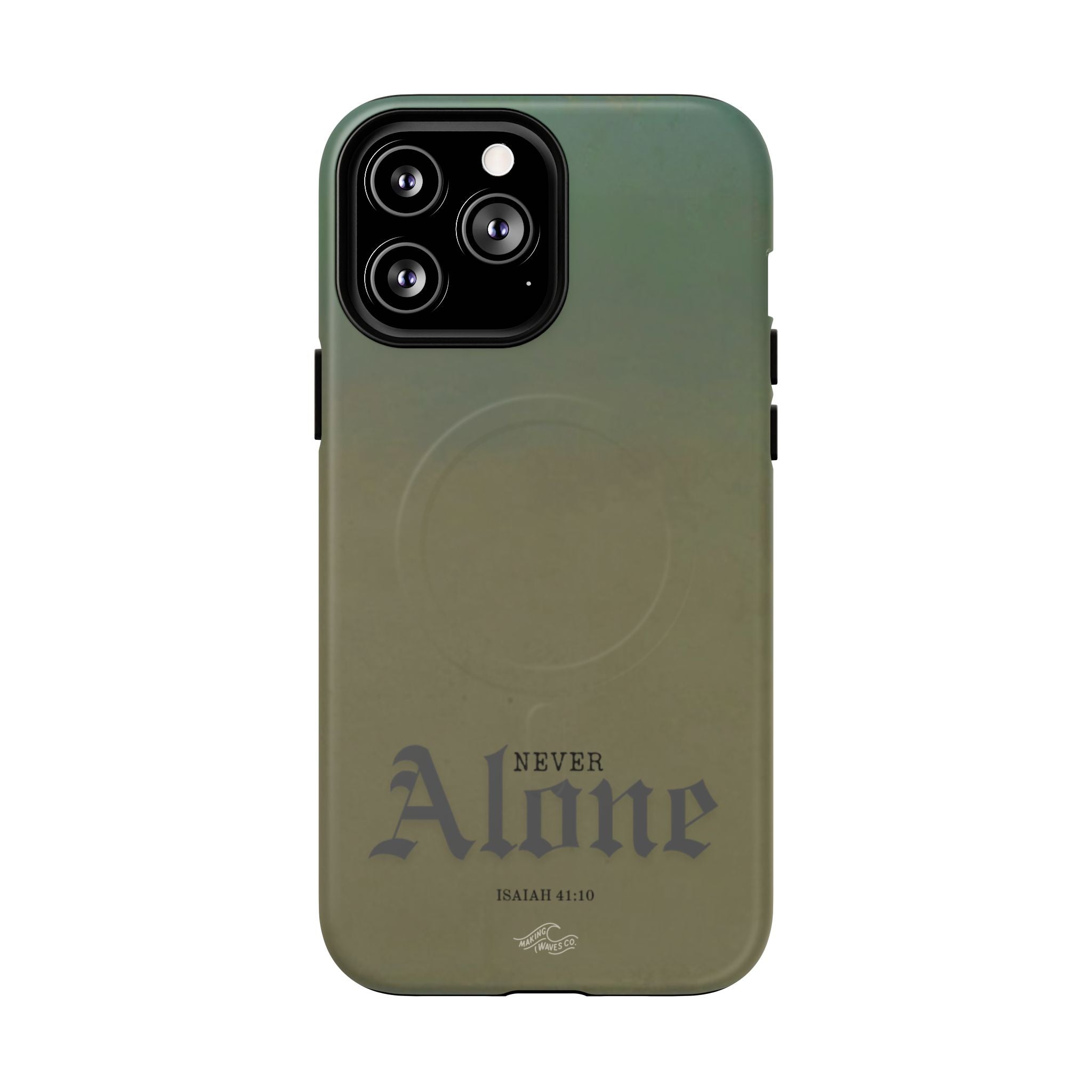 Never Alone Coastal Christian MagSafe iPhone Case