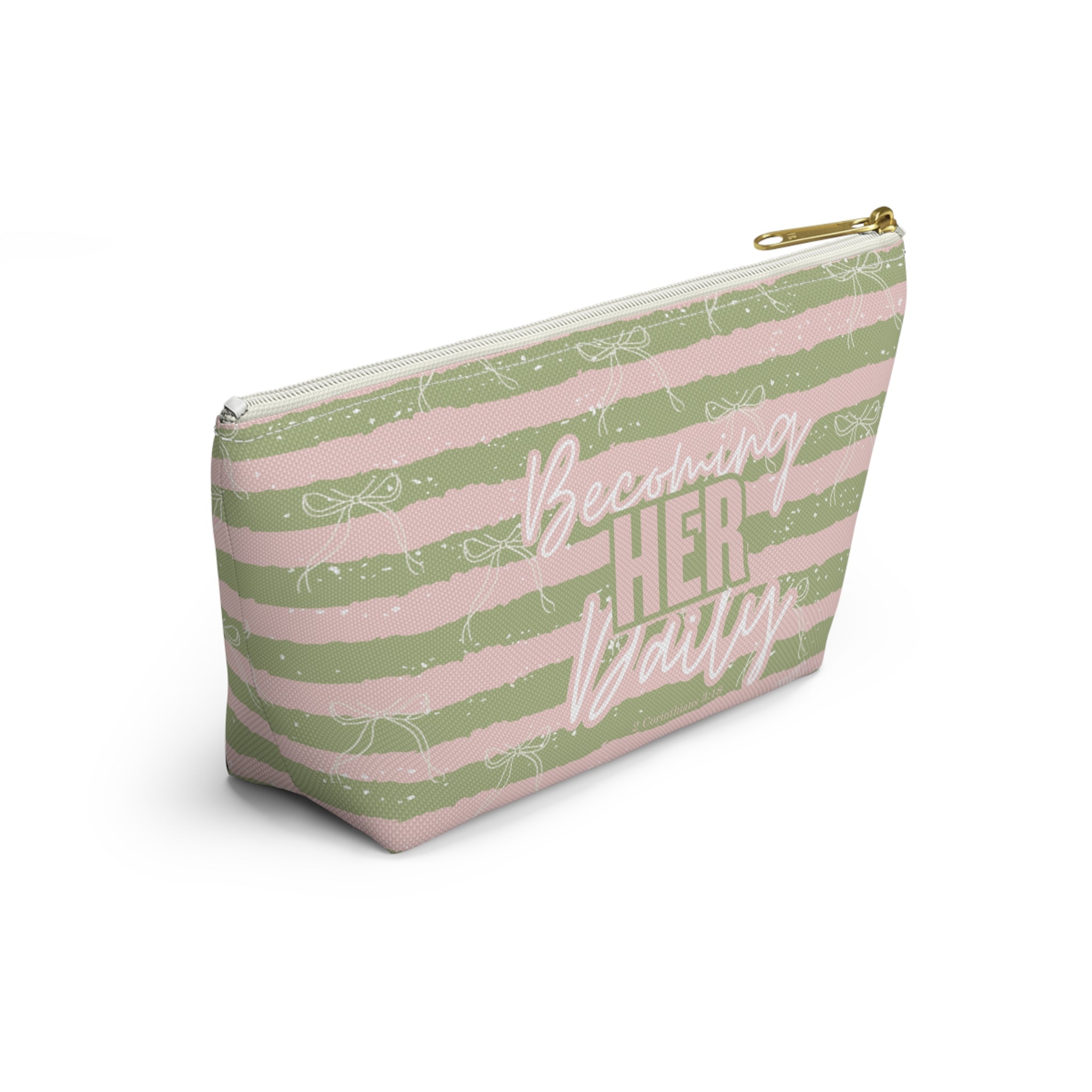 Becoming Her Daily | Faith-Based Makeup Bag | Christian Accessory Pouch