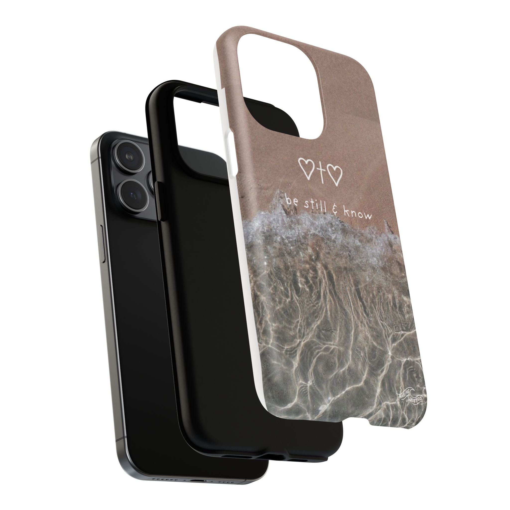 Neutral Coastal Phone Case | “Be Still & Know” Christian Magnetic iPhone Case